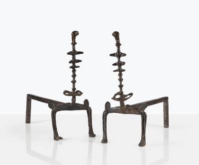 Pair of "Carcasse" Andirons