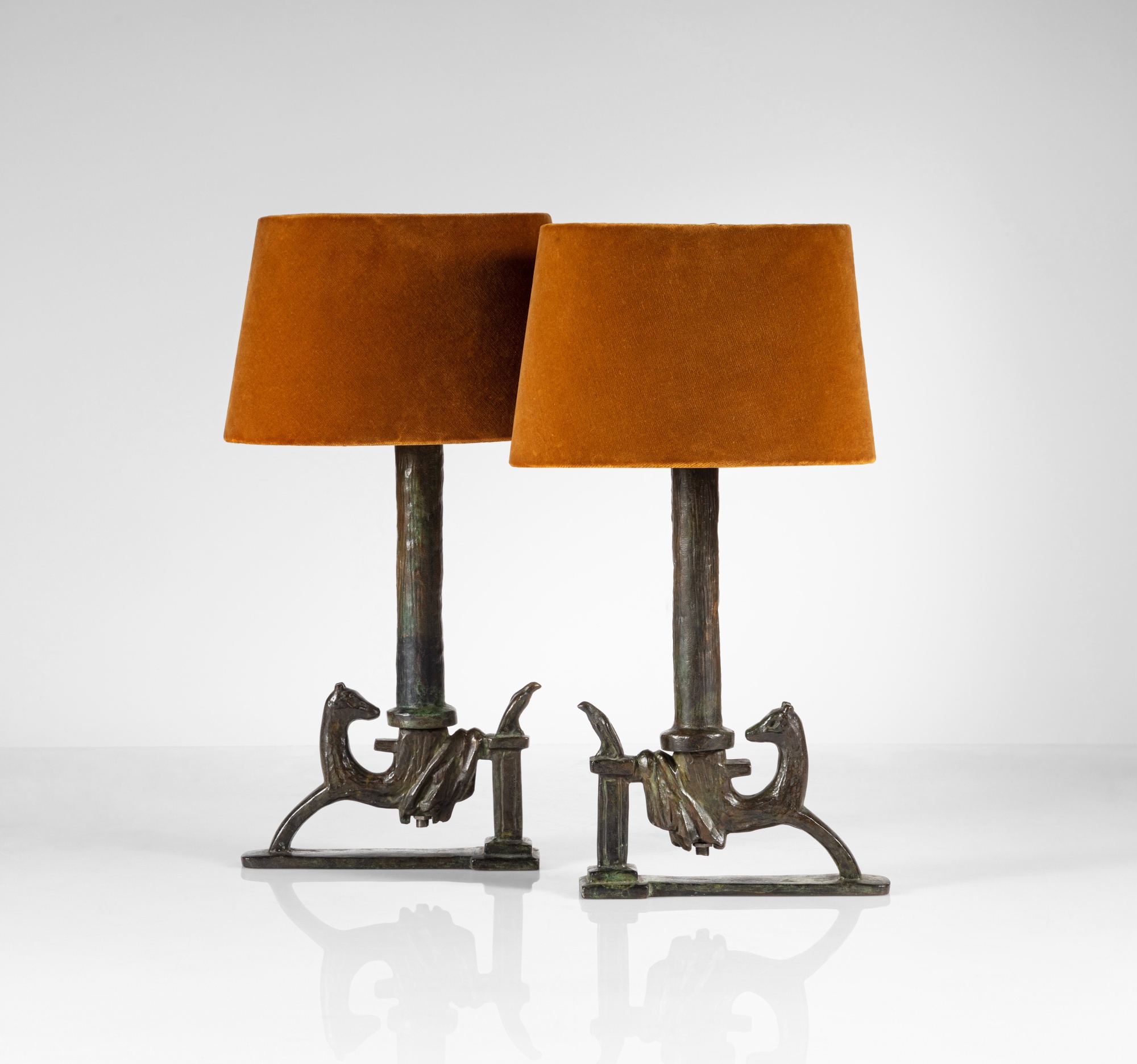 Pair of "Chien et Faucon" Table Lamps