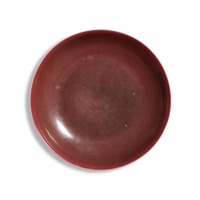 清道光 紅釉盤《大清道光年製》款