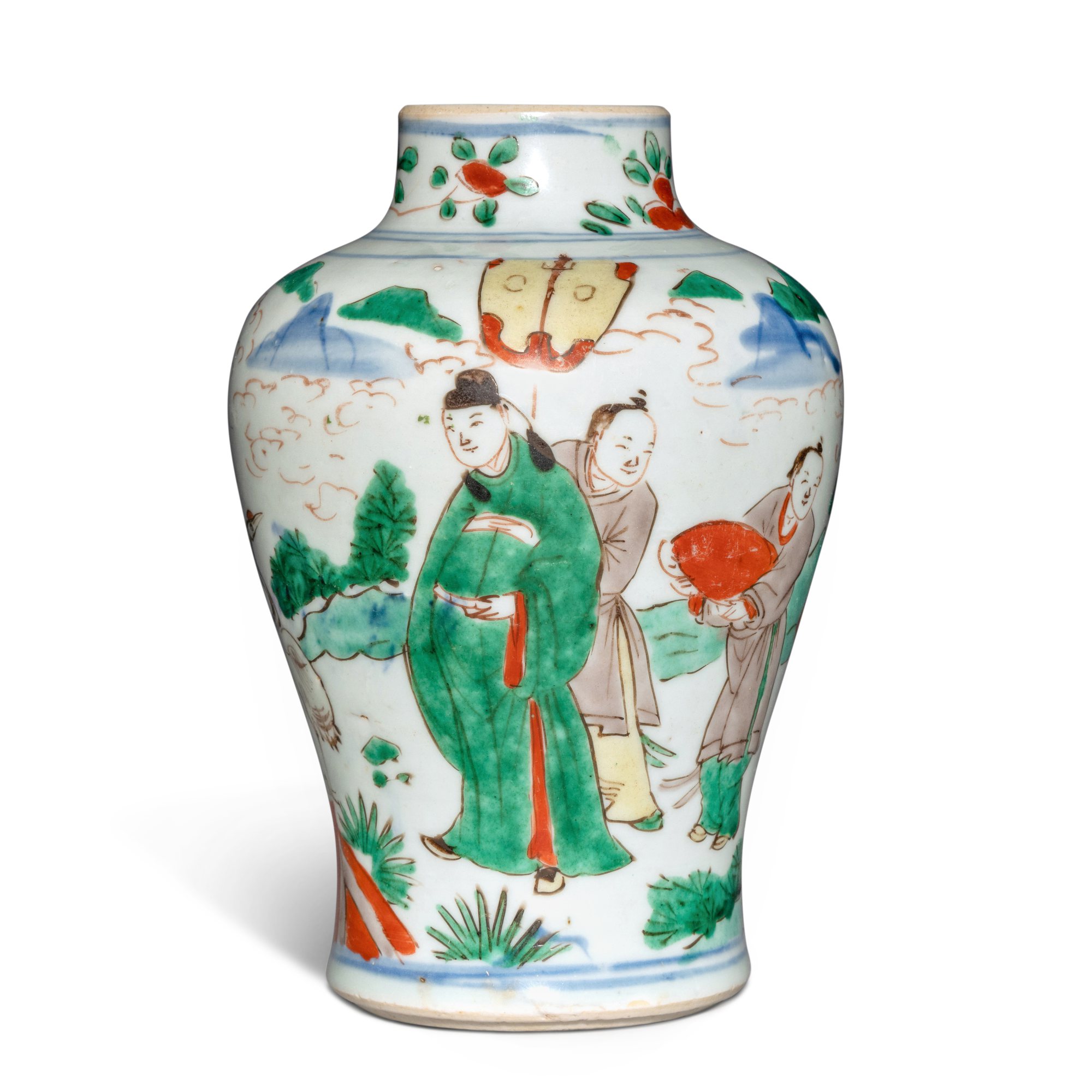A wucai 'official' vase — 十七世紀 五彩高士圖瓶