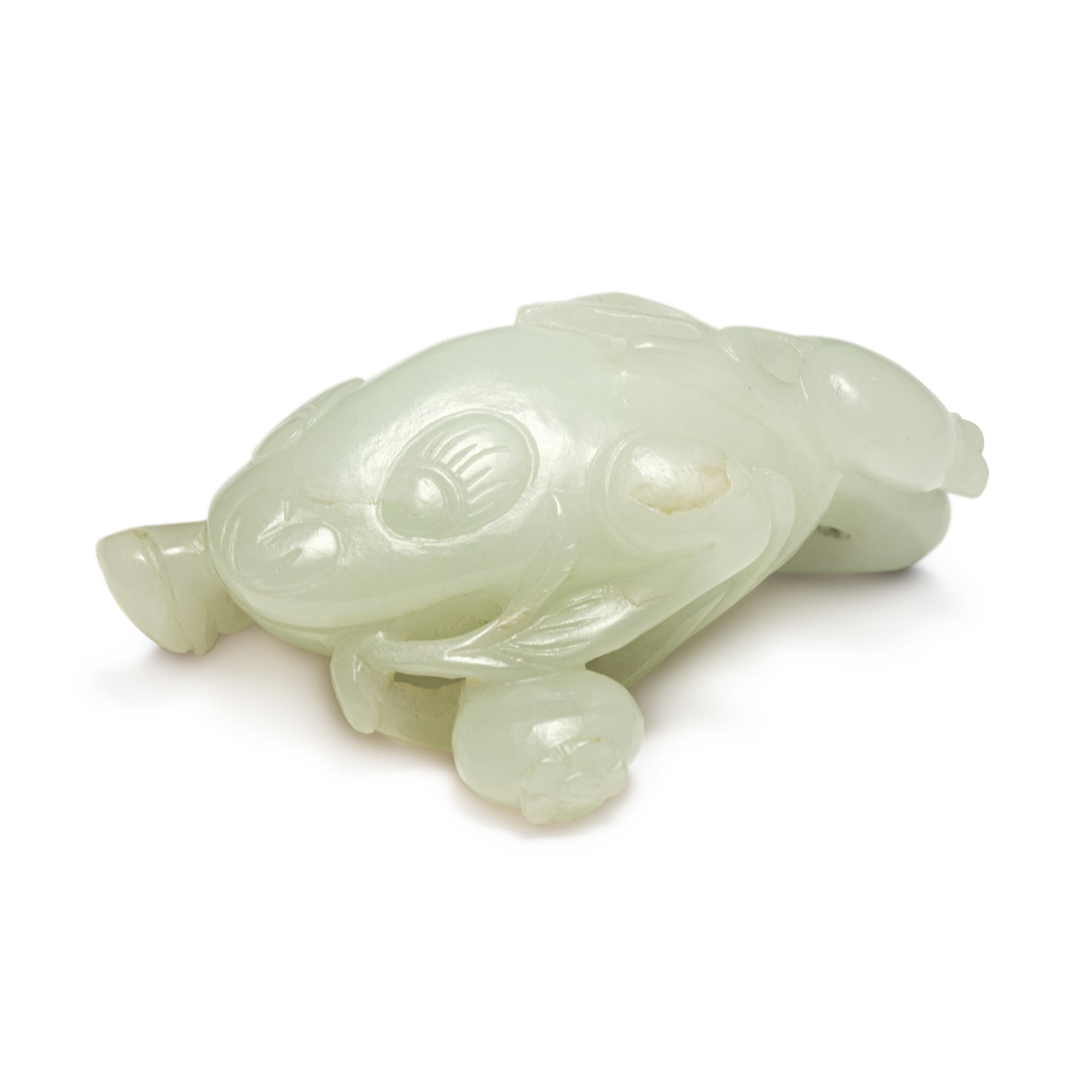 Unknown (Historical) — 清十九 / 二十世紀 白玉雕金蟾石榴把件