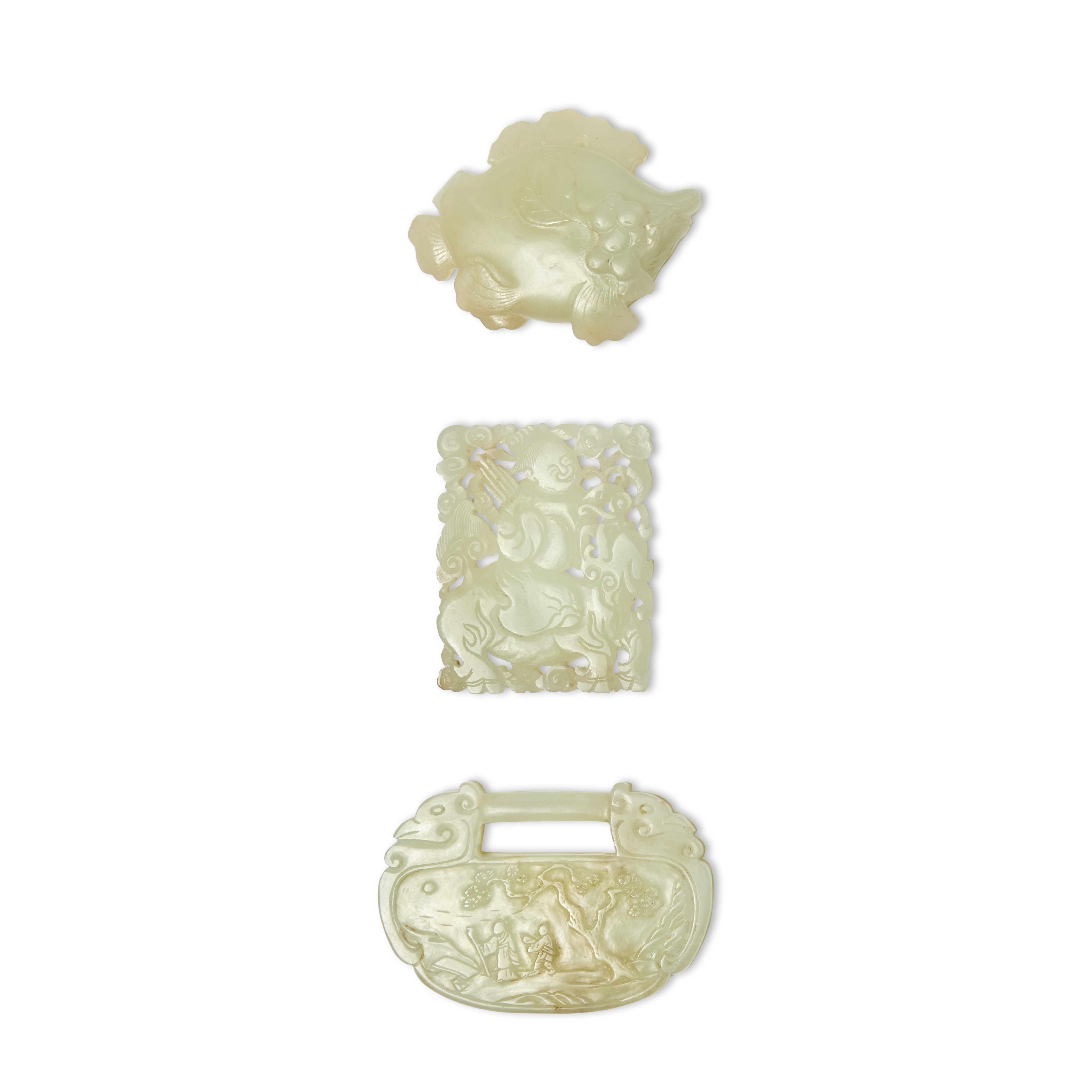 Three pale celadon jade articles