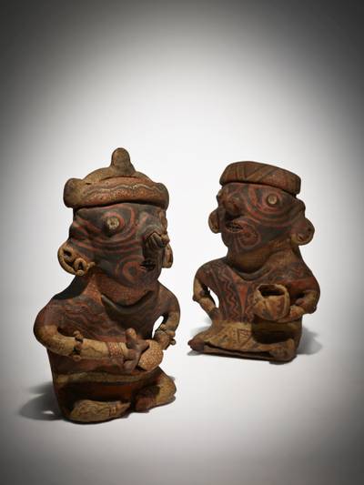 Nayarit Seated Couple, Ixtlán del Rio style, Protoclassic, circa 100 BC - AD 250