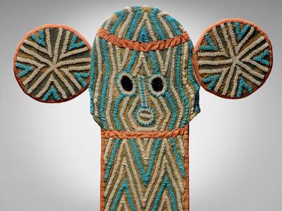 Bamileke Beaded Helmet Mask, Grassfields, Cameroon