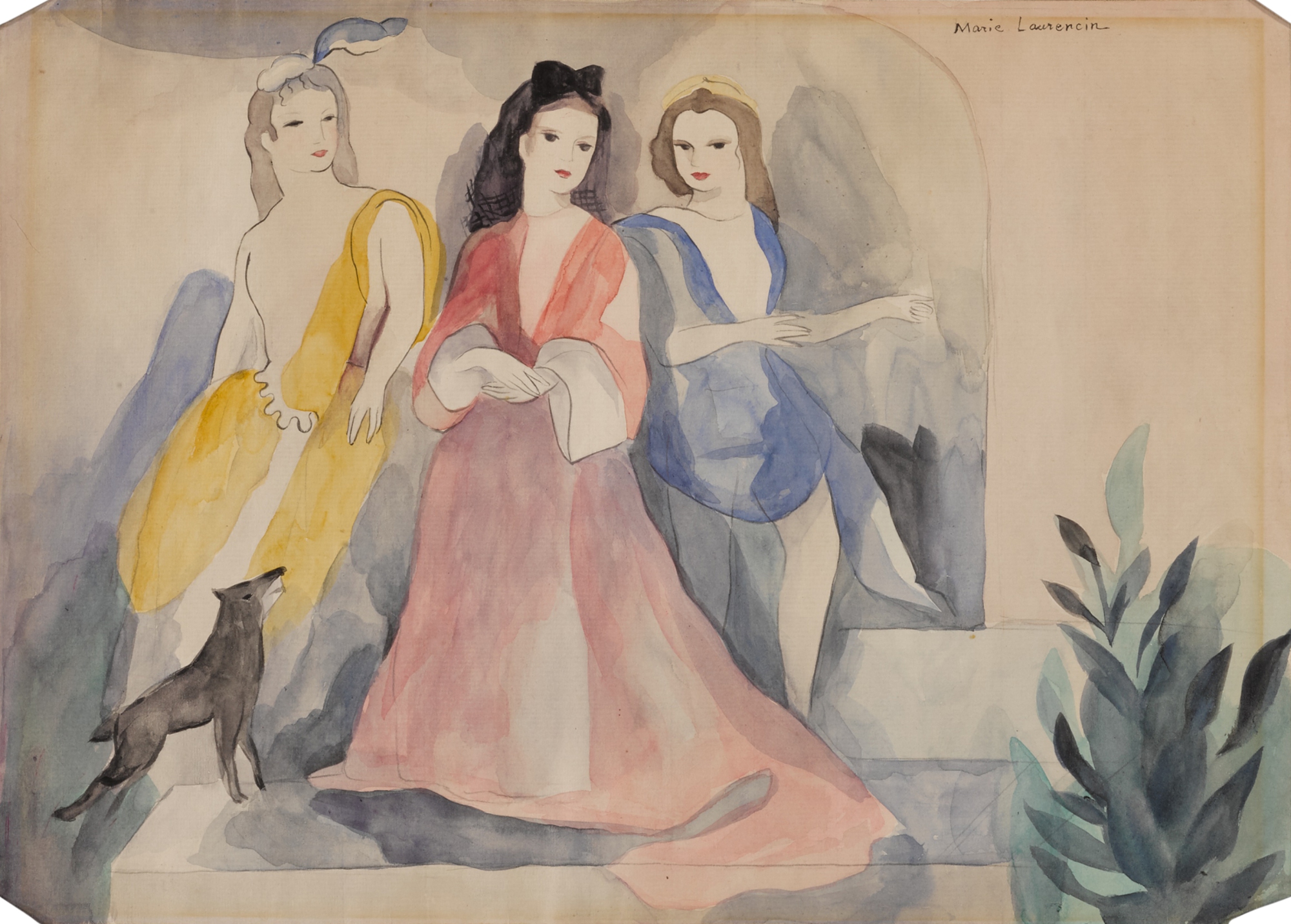 Marie Laurencin — Dame au chien avec sa suite