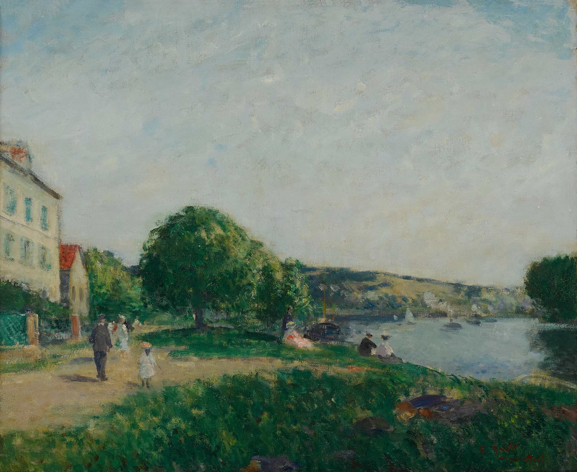 François Gall — Bord de Seine à Argenteuil en familie