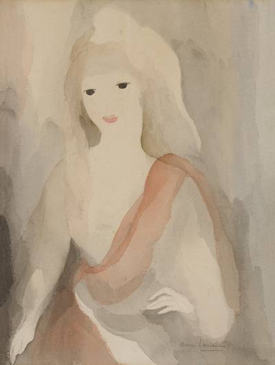 Jeune femme à l'écharpe rose