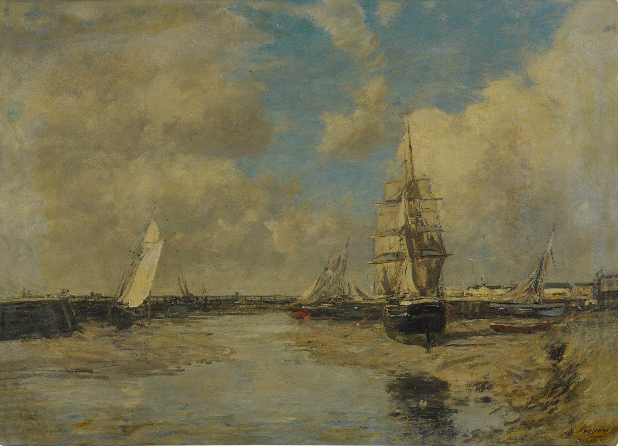 Eugène Boudin — Trouville, les jetées marée basse