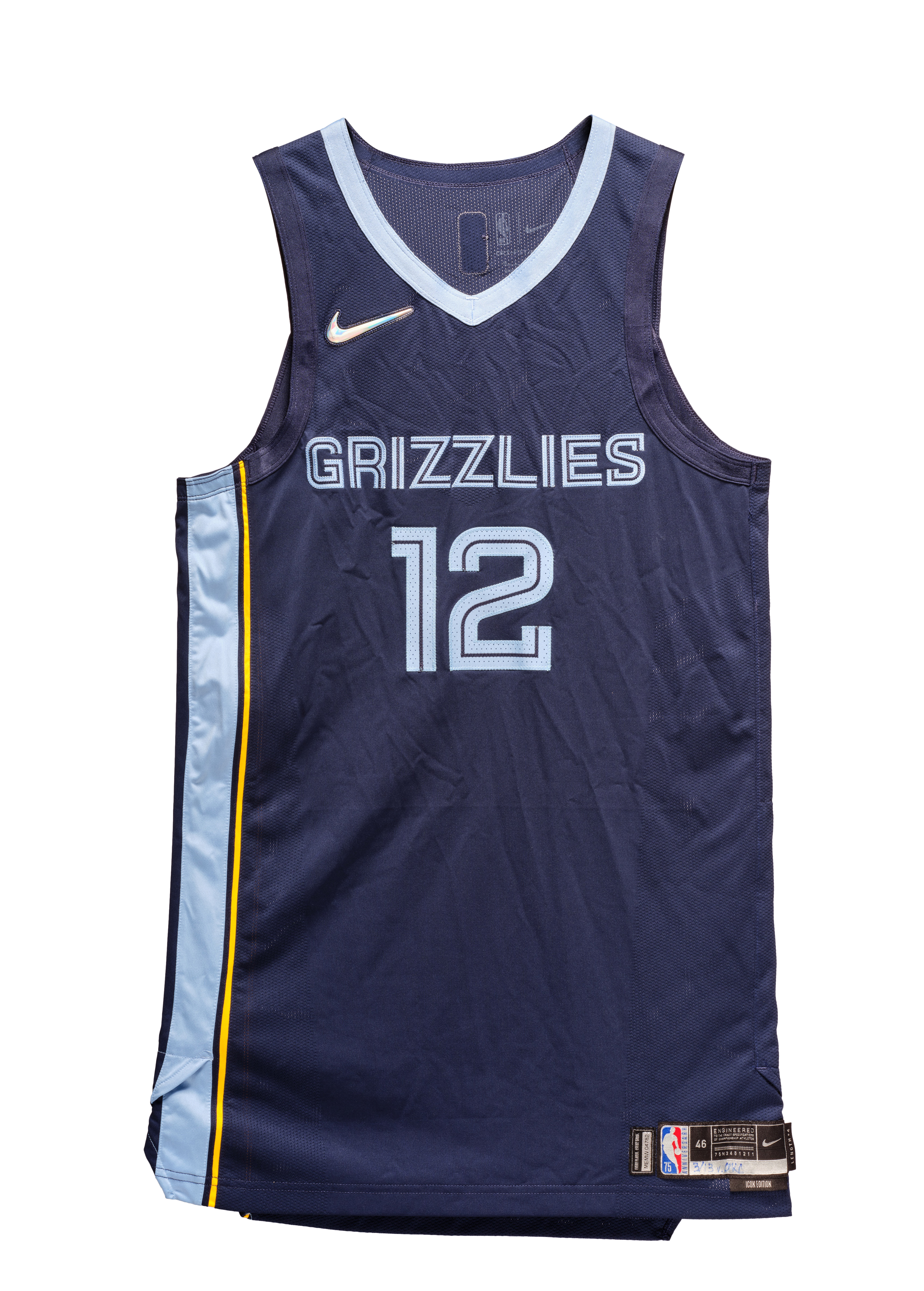 Nike, Nike Mesh Jersey, Size 46 (+4 Length) — Ja Morant Game Worn Memphis Grizzlies 2021-2022 Season Jersey