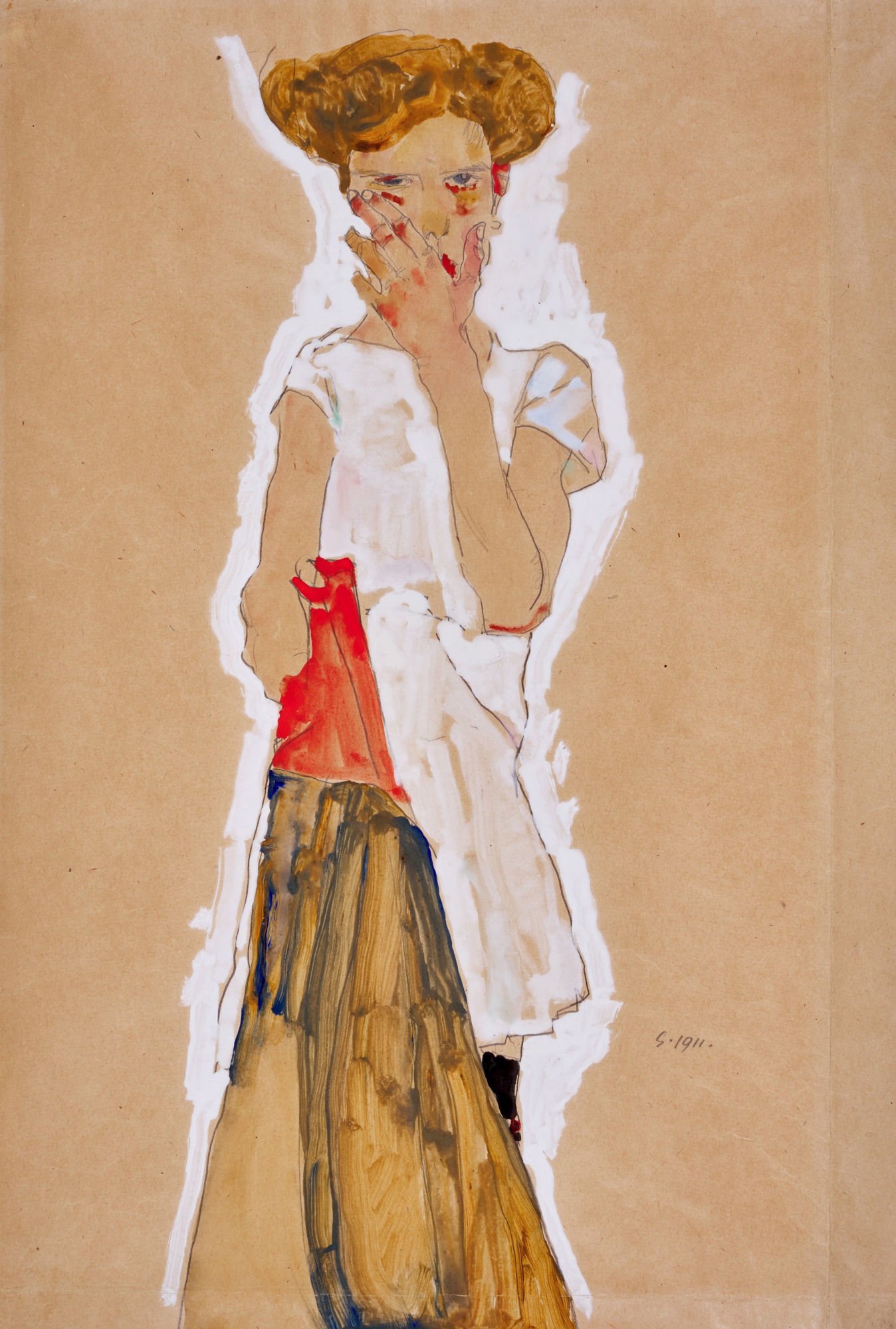 Egon Schiele — Stehendes Mädchen in Weissem Unterkleid (Standing Girl in White Petticoat)