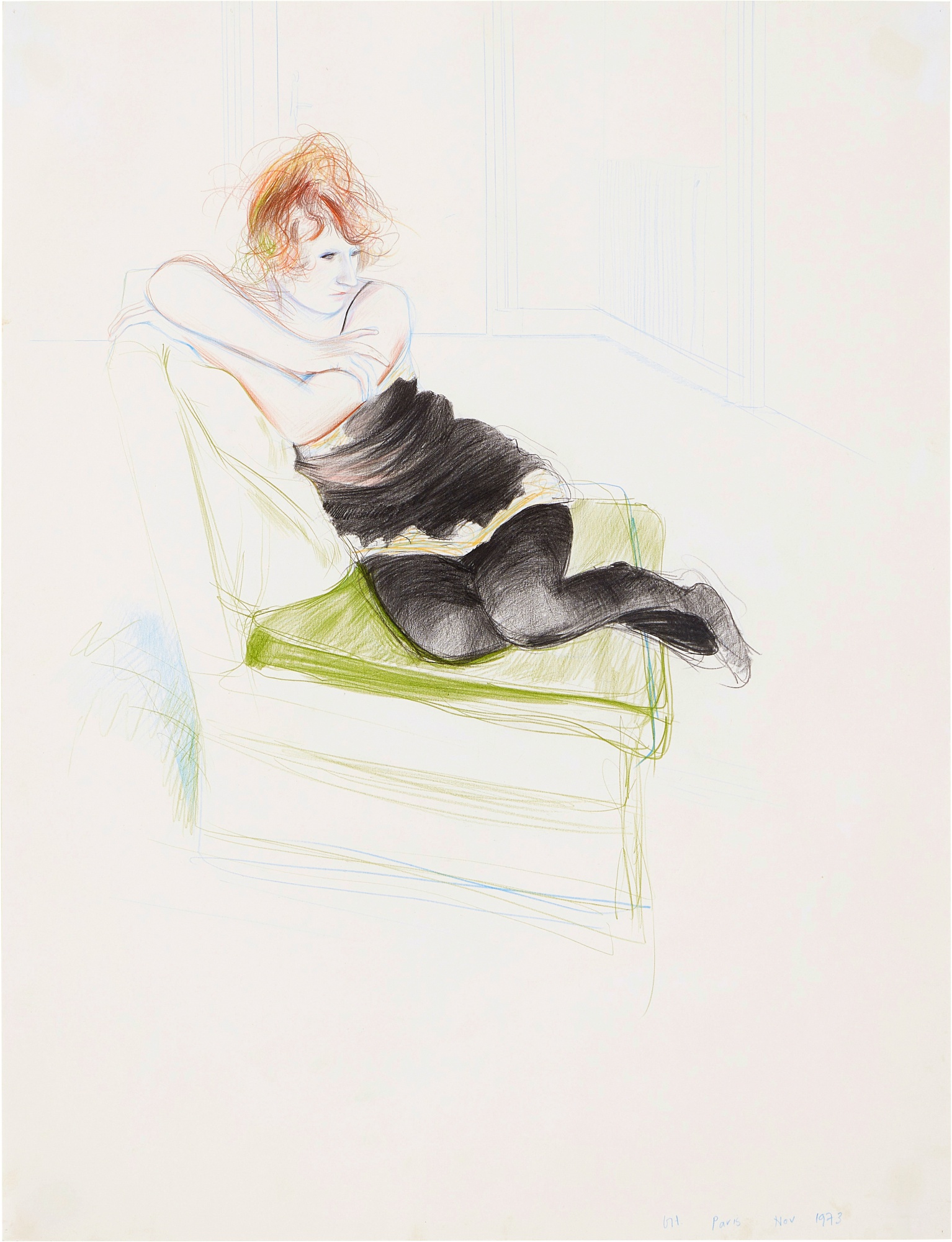 David Hockney — Celia in a Black Slip