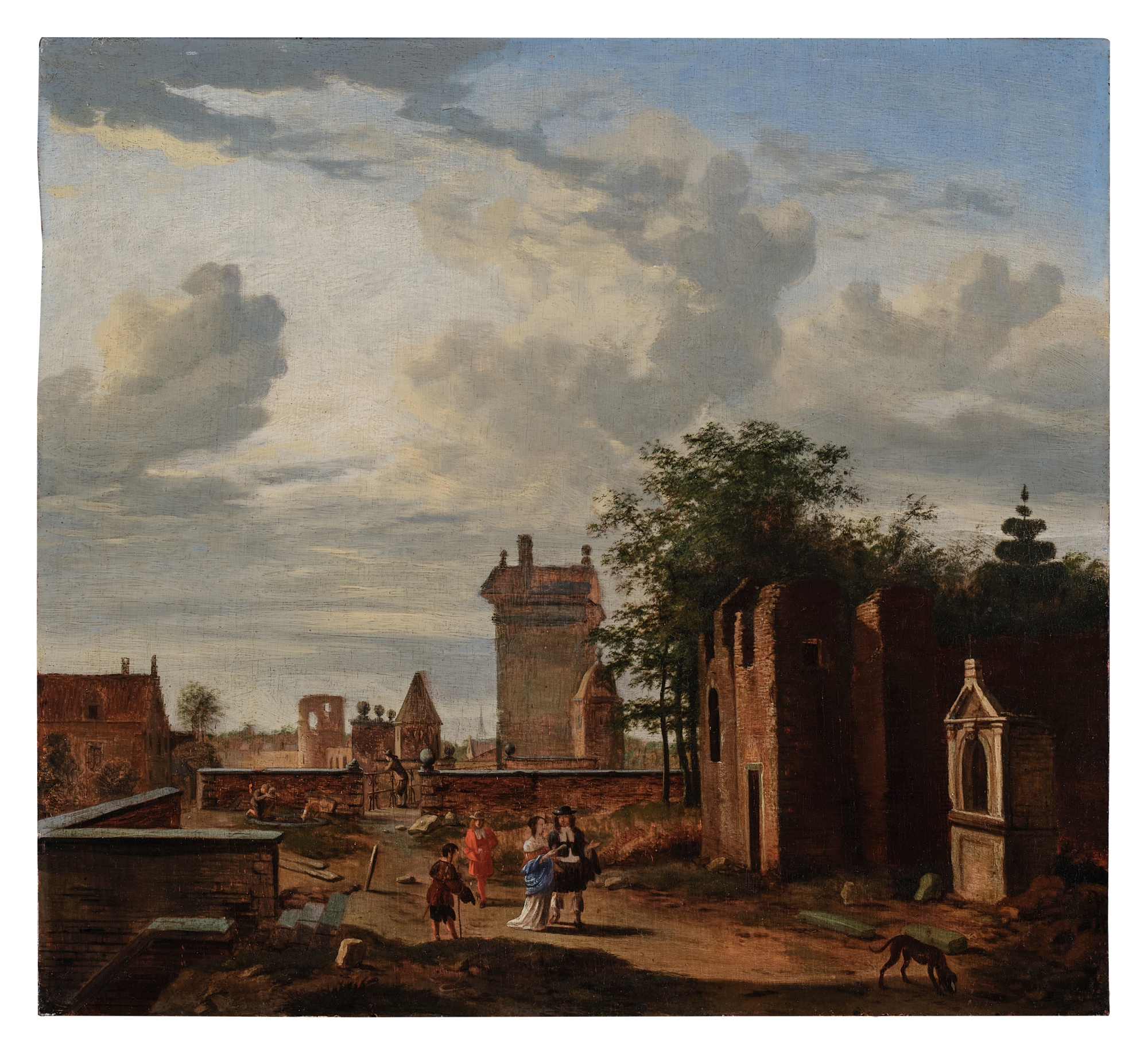 Imaginary view of a fortified town