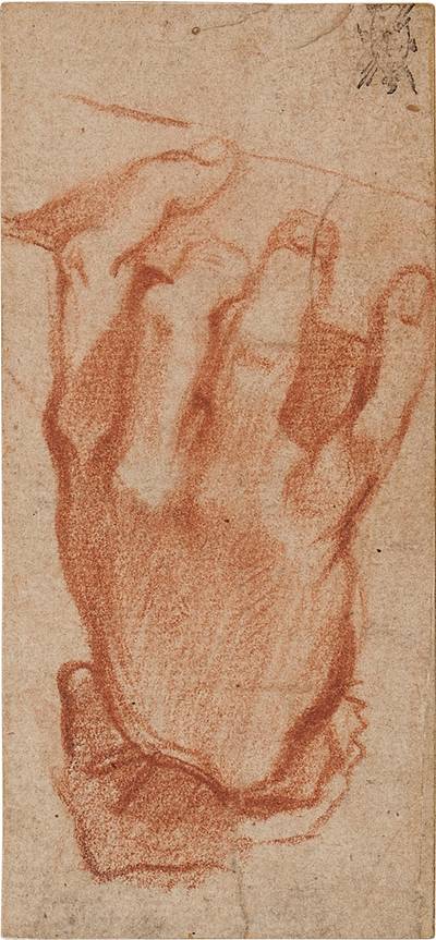 Study of a right hand, playing a musical instrument