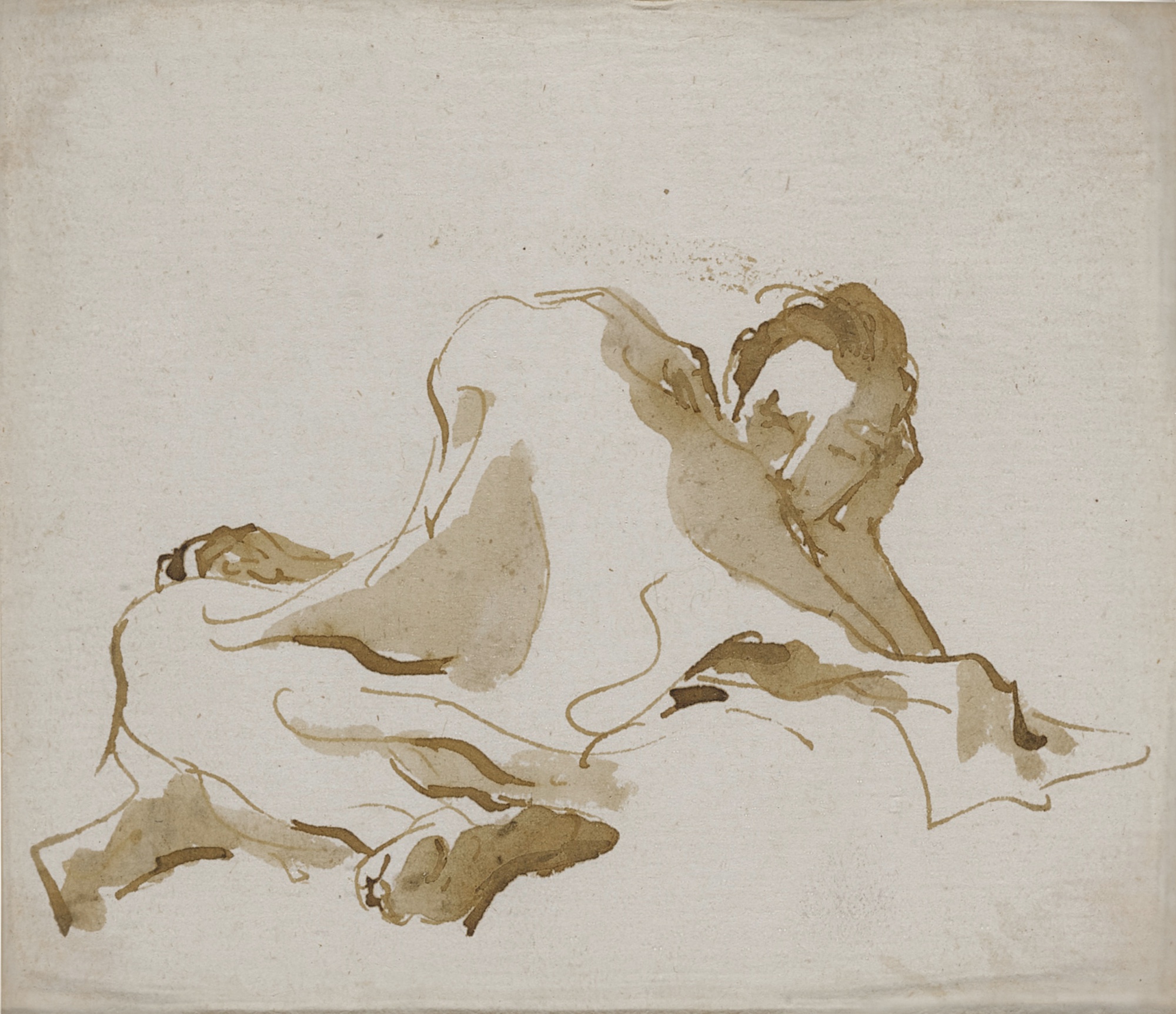 Giovanni Battista Tiepolo — A reclining figure, seen from below