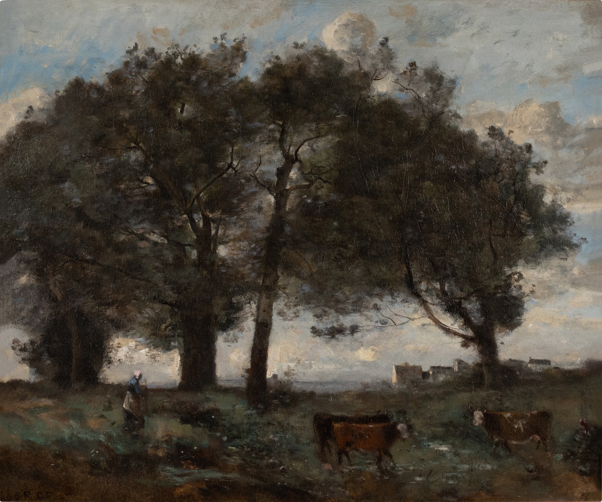 Jean-Baptiste-Camille Corot — Marécage boisé avec trois vaches