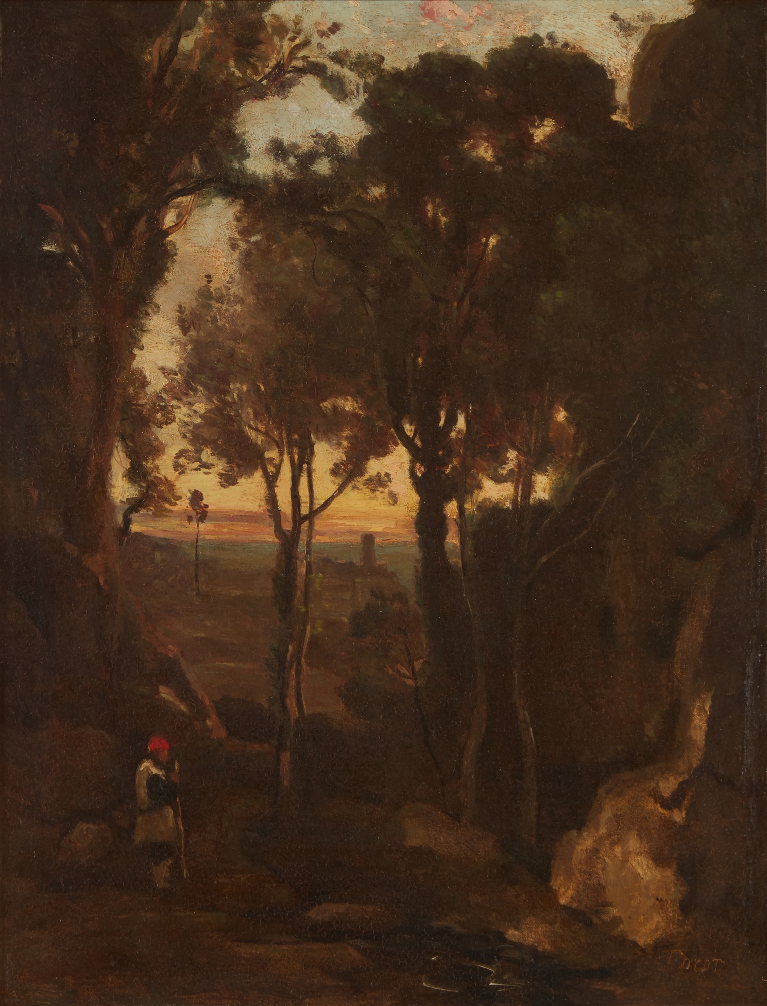 Souvenir d’Italie, un pâtre dans une gorge