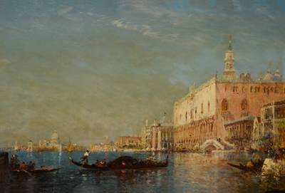 Gondoliers in the Bacino, Palazzo Ducale Beyond