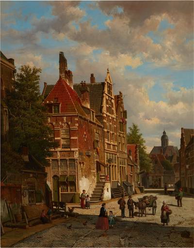 Dutch Town Scene with Figures