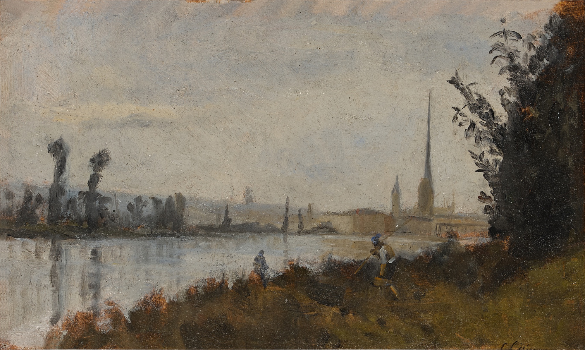 Pêcheurs au bord de la Seine à Rouen