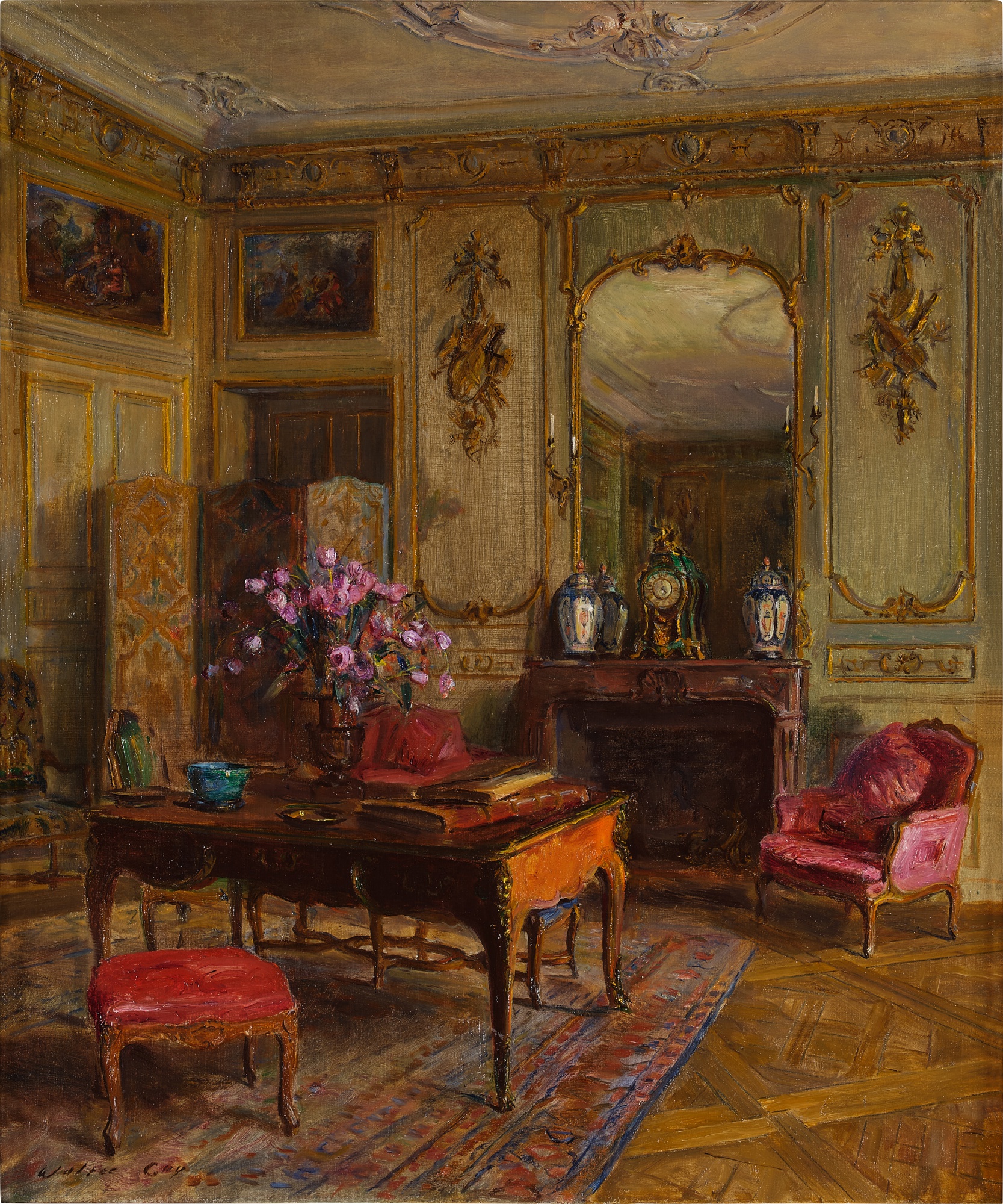 Walter Gay — Interior with Clock Garniture