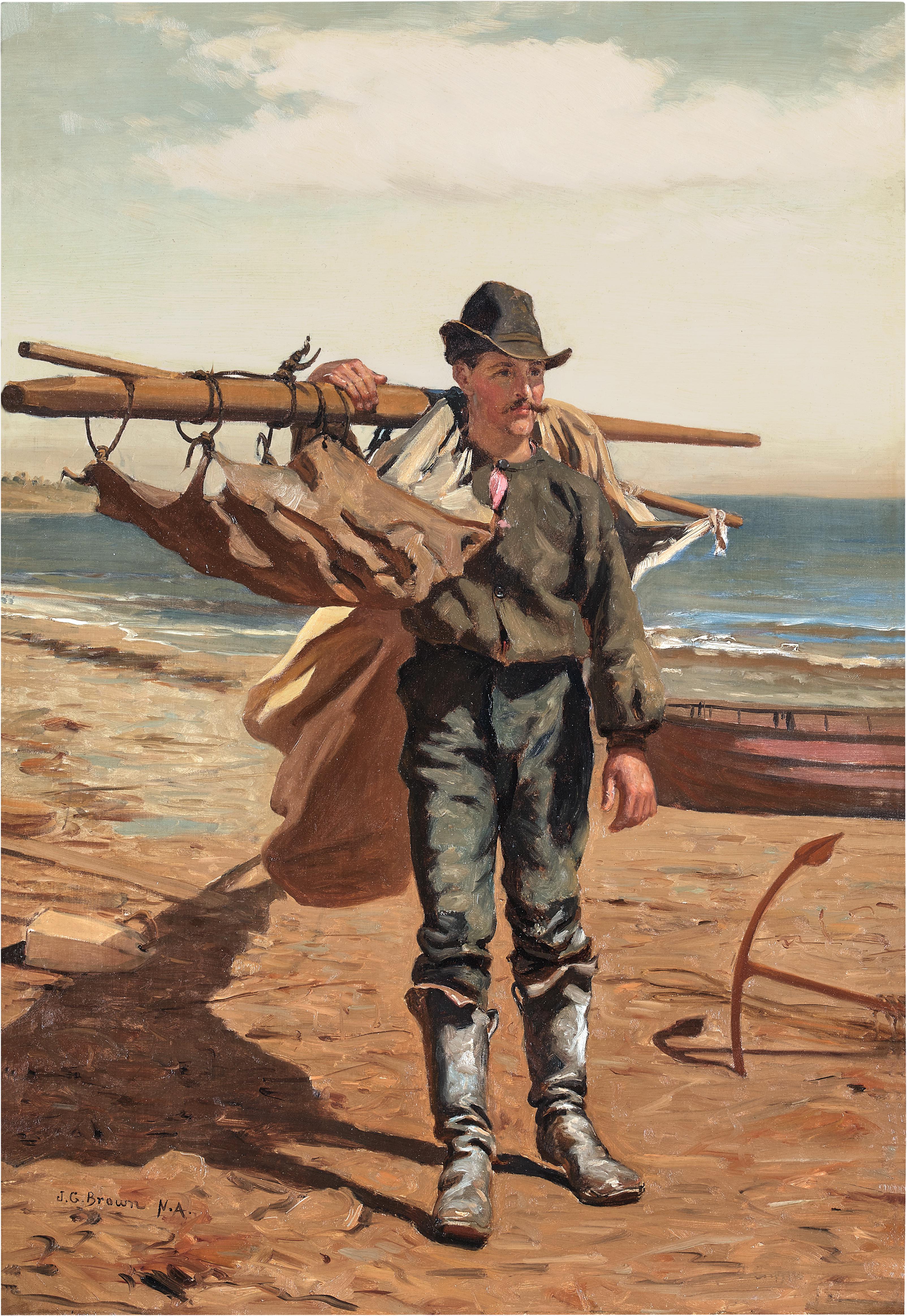 John George Brown — Fisherman Bringing in His Sails