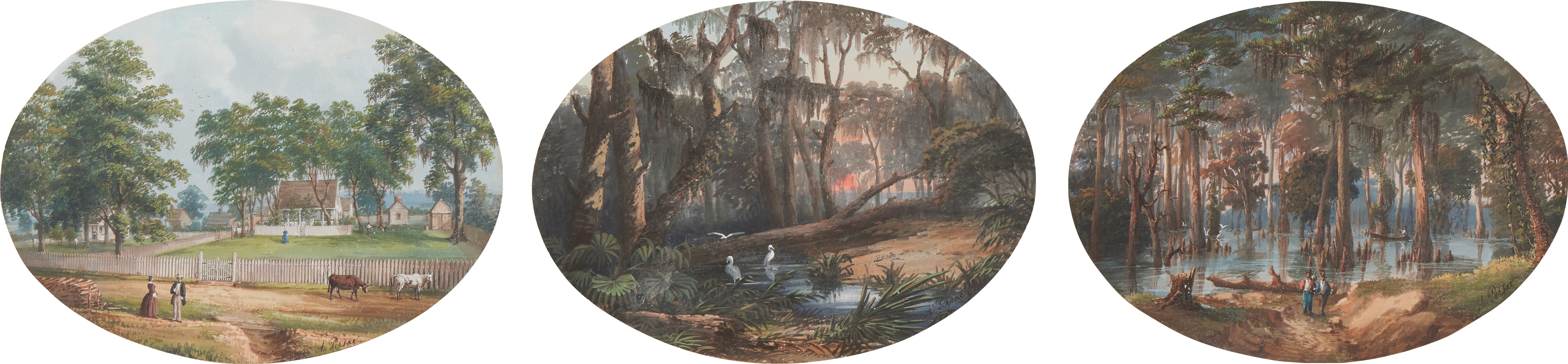 Marie Adrien Persac — Louisiana (Three Drawings)