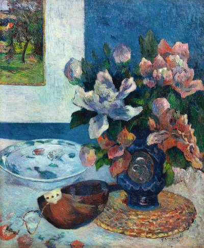 Nature morte avec pivoines de chine et mandoline