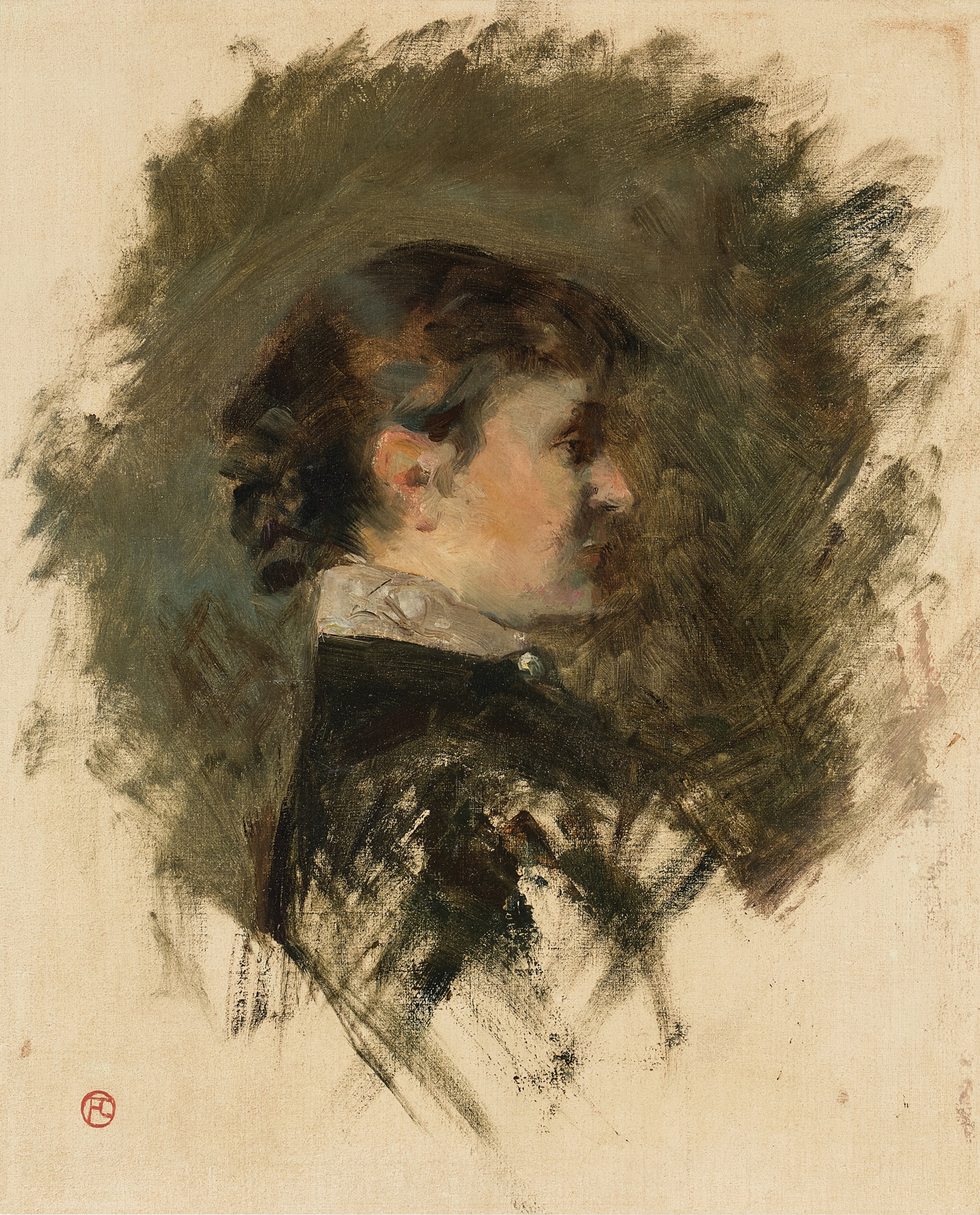 Henri de Toulouse-Lautrec — Tête de femme profil, Mme. la Comtesse A. de Toulouse-Lautrec