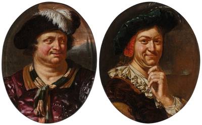 Portrait of a man with white feathered hat; Portrait of a man with feathered beret