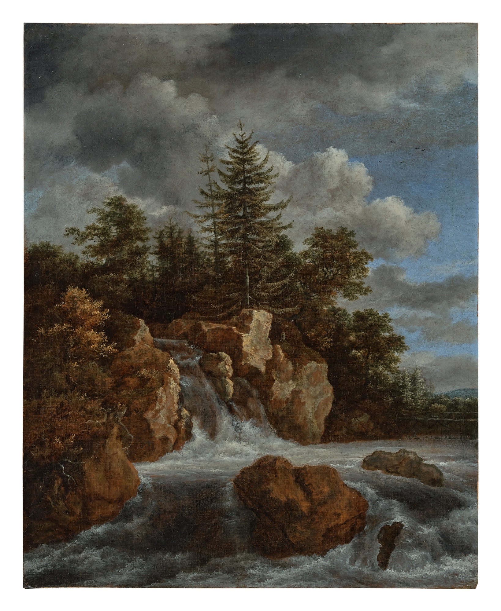 Jacob van Ruisdael — A wooded landscape with a waterfall
