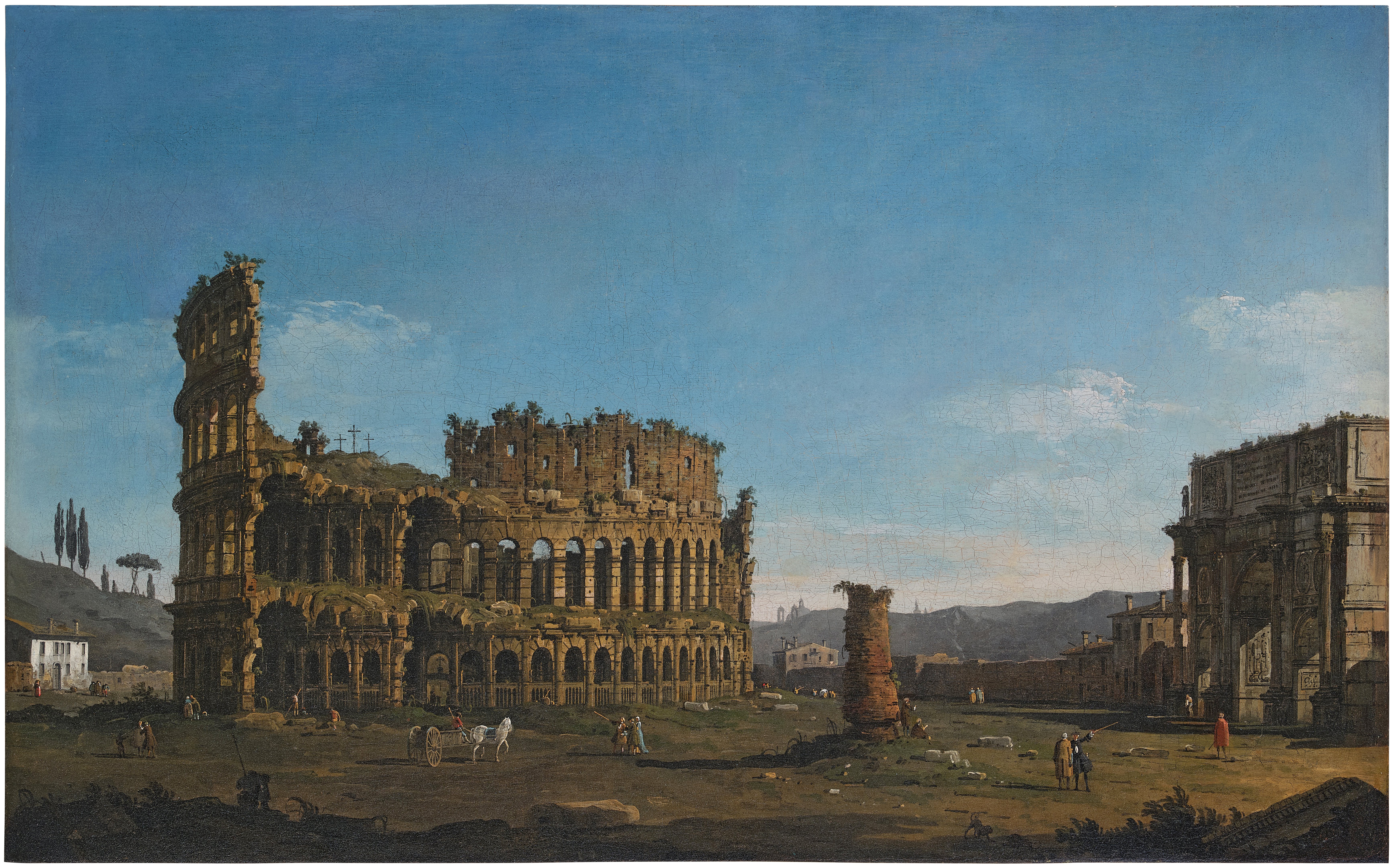Bernardo Bellotto — Rome, a view of the Colosseum and the Arch of Constantine