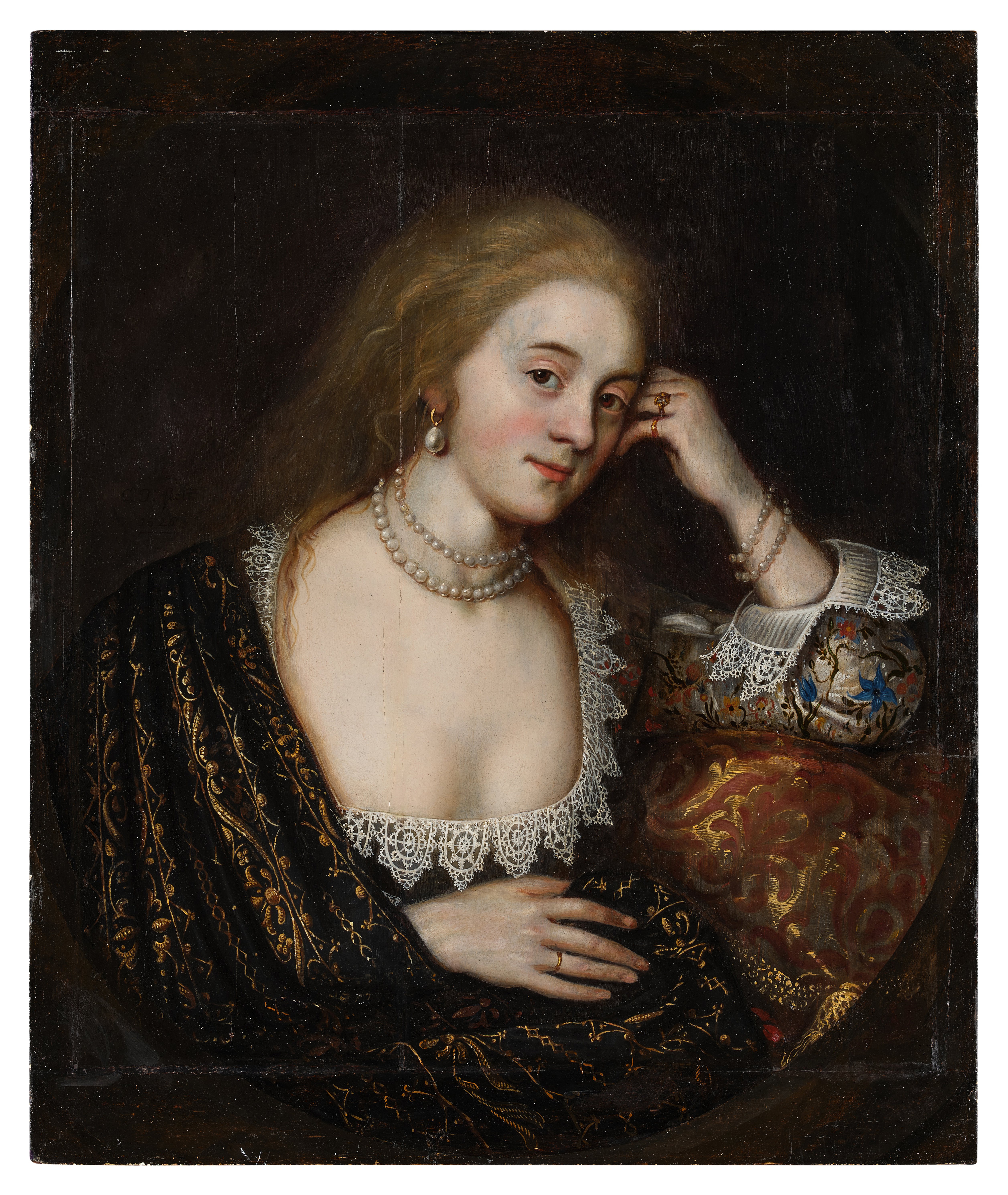 Attributed to Paul van Somer — Portrait of a seated lady, half length, with her head resting in her hand