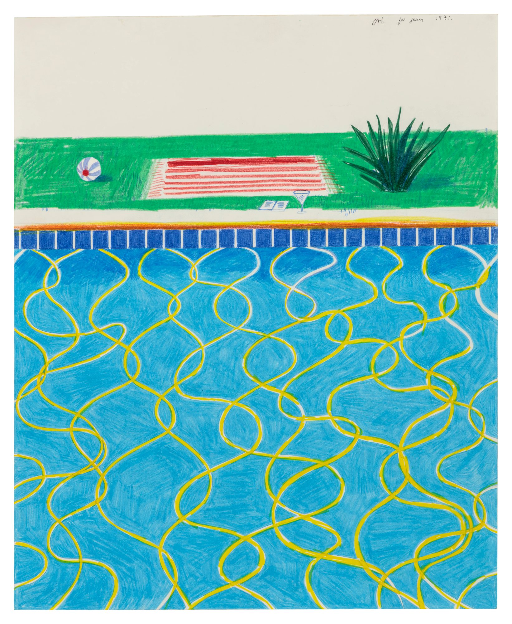 David Hockney — Drawing of a Pool and Towel