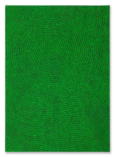 In Stillness Our Bodies Calmed, Our Minds Cleared and Our Hearts Filled With Hope and Love (Painted Universe Mandala SF #4A, Emerald Green, Dark Green Ground)