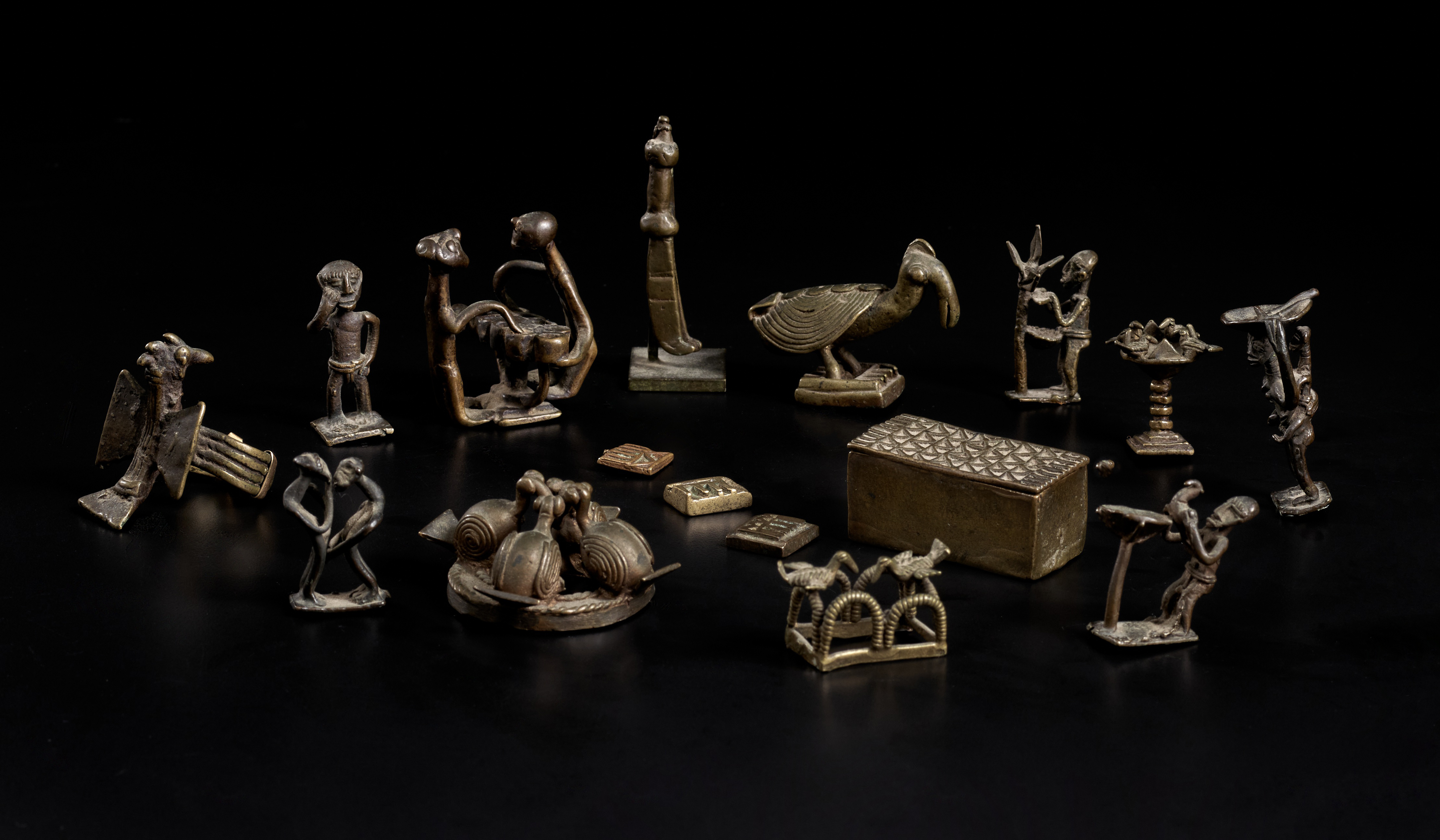 Dimensions: from ½ in (1.4 cm) to 2 ¼ in (5.6 cm) — A Collection of Brass Goldweights and Miniature Figures, Asante and Kulango, Ghana and Côte d'Ivoire