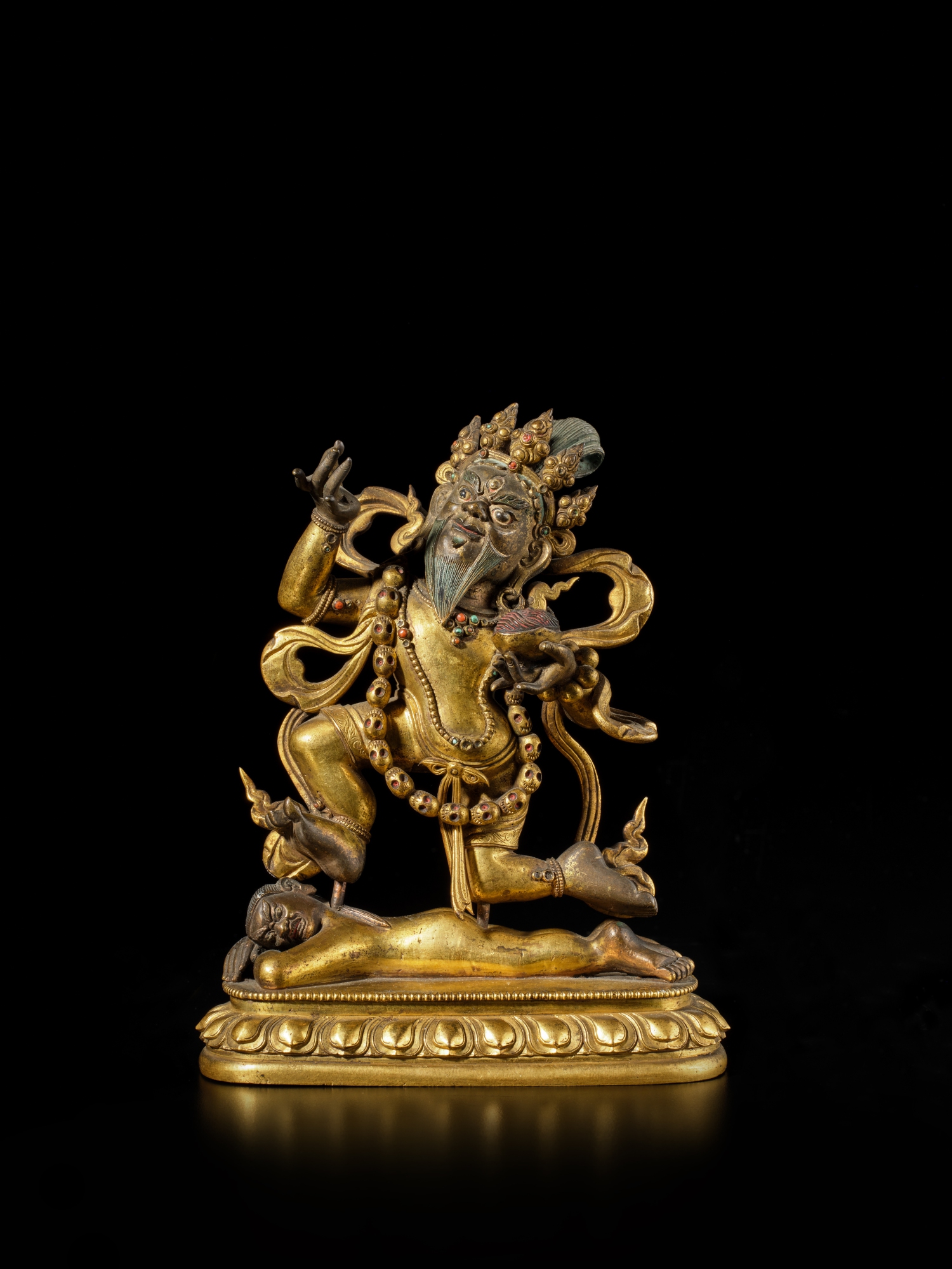 A gilt copper alloy figure of Mahakala — A gilt-copper alloy figure of Mahakala, Qing dynasty, 18th century