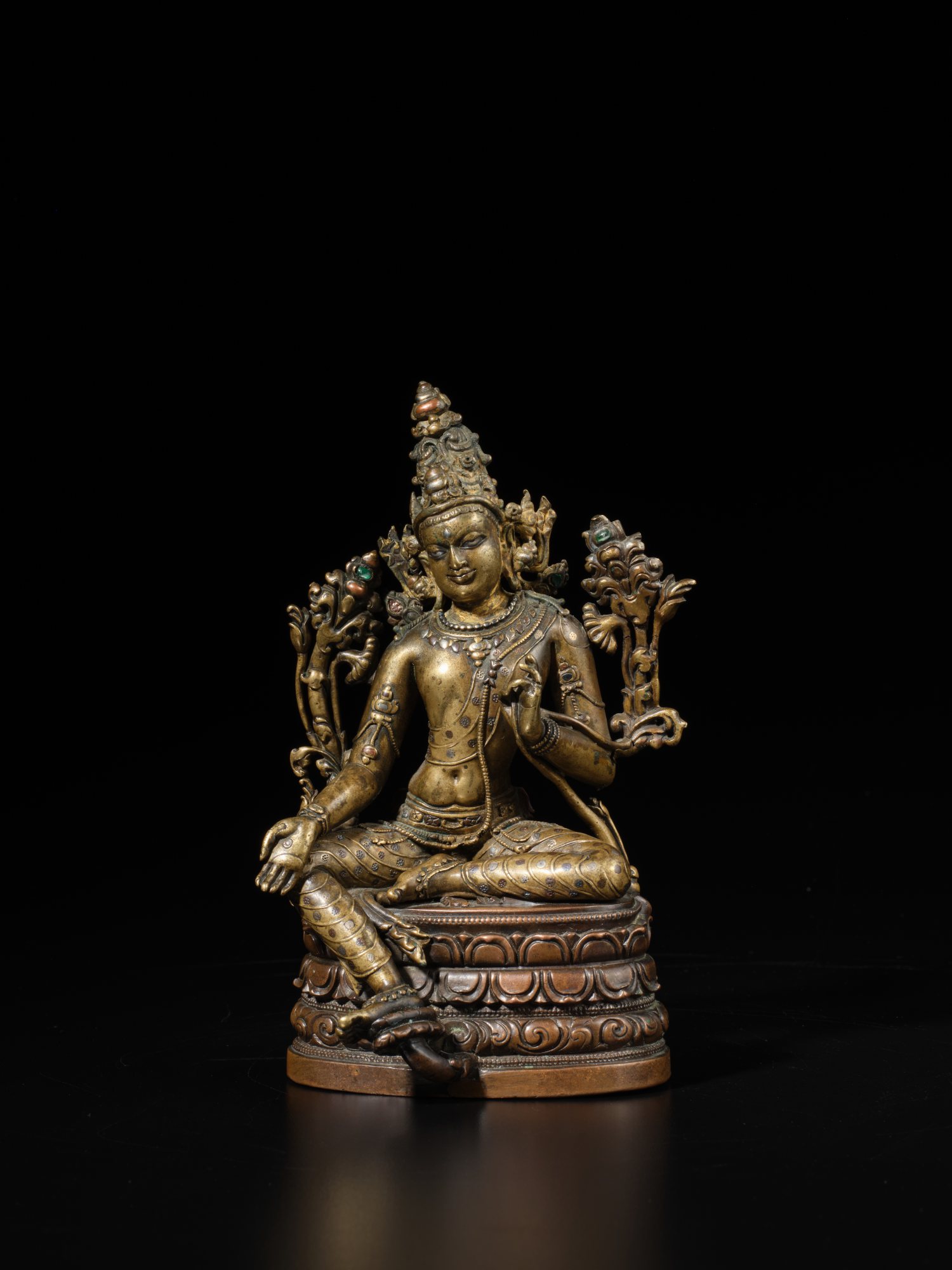 Unknown — A large copper and silver-inlaid figure of Avalokiteshvara, Eastern India,  Pala period, 12th century