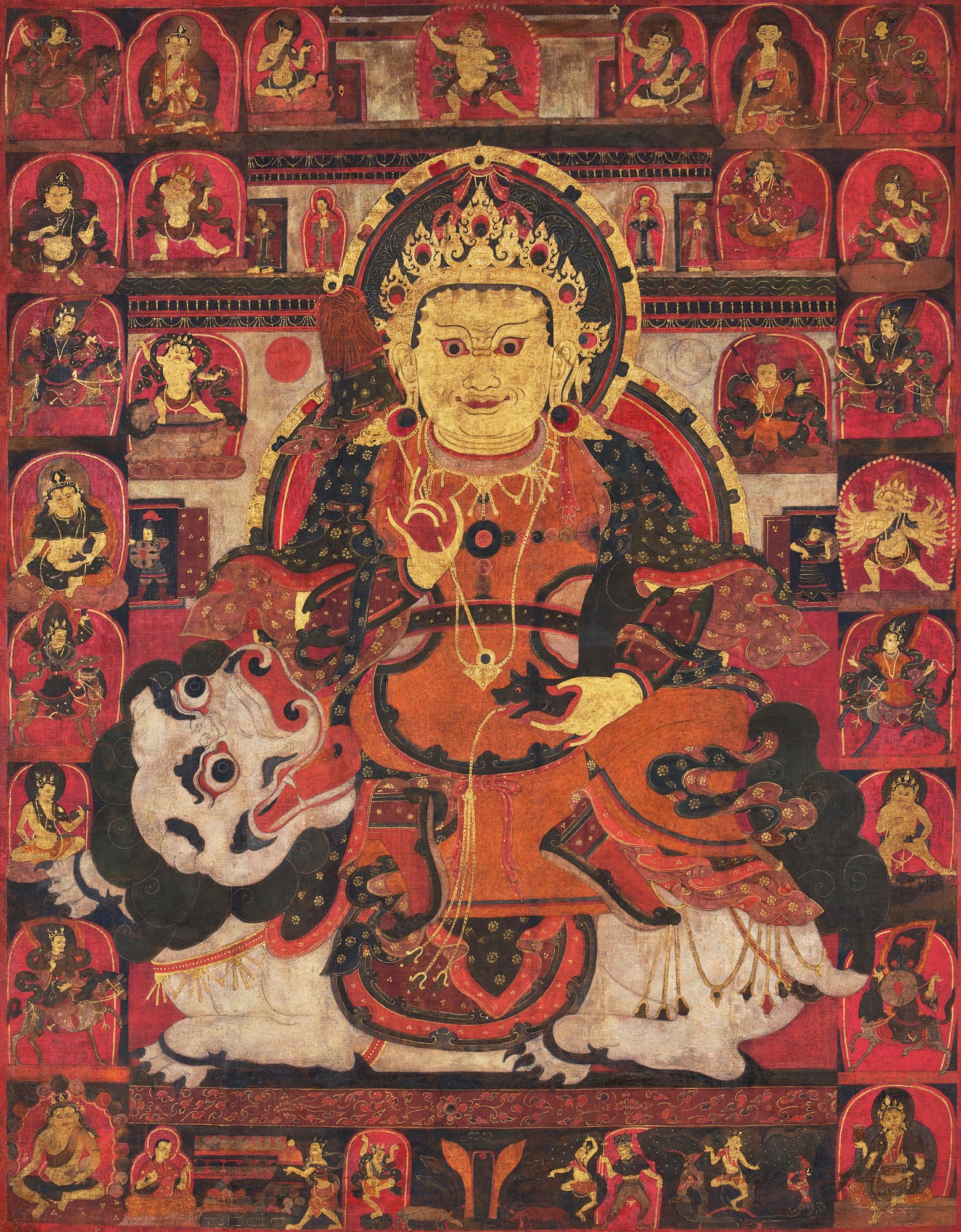 A large thangka of Vaishravana — A large thangka of Vaishravana, Tibet, 15th century