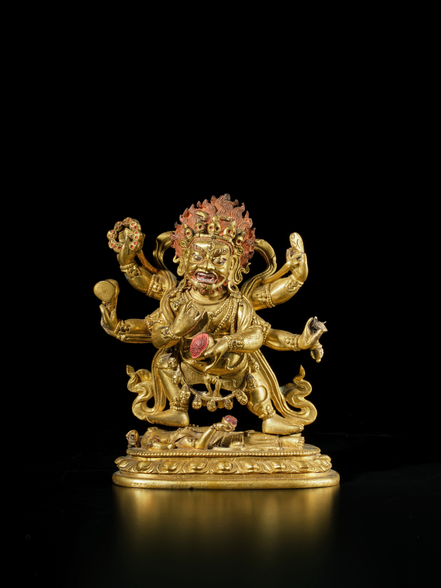 A gilt-copper alloy figure of Mahakala — A gilt-copper alloy figure of Mahakala, Qing dynasty, 18th century