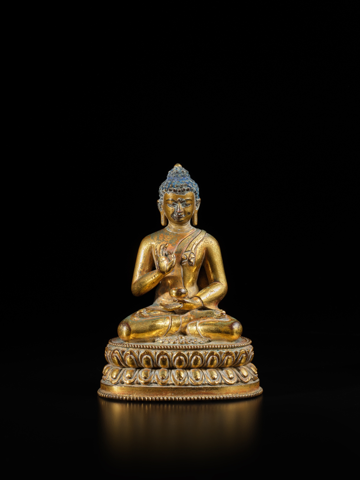 Unknown (Historical) — A gilt-copper alloy figure of Medicine Buddha, Tibet, 17th century