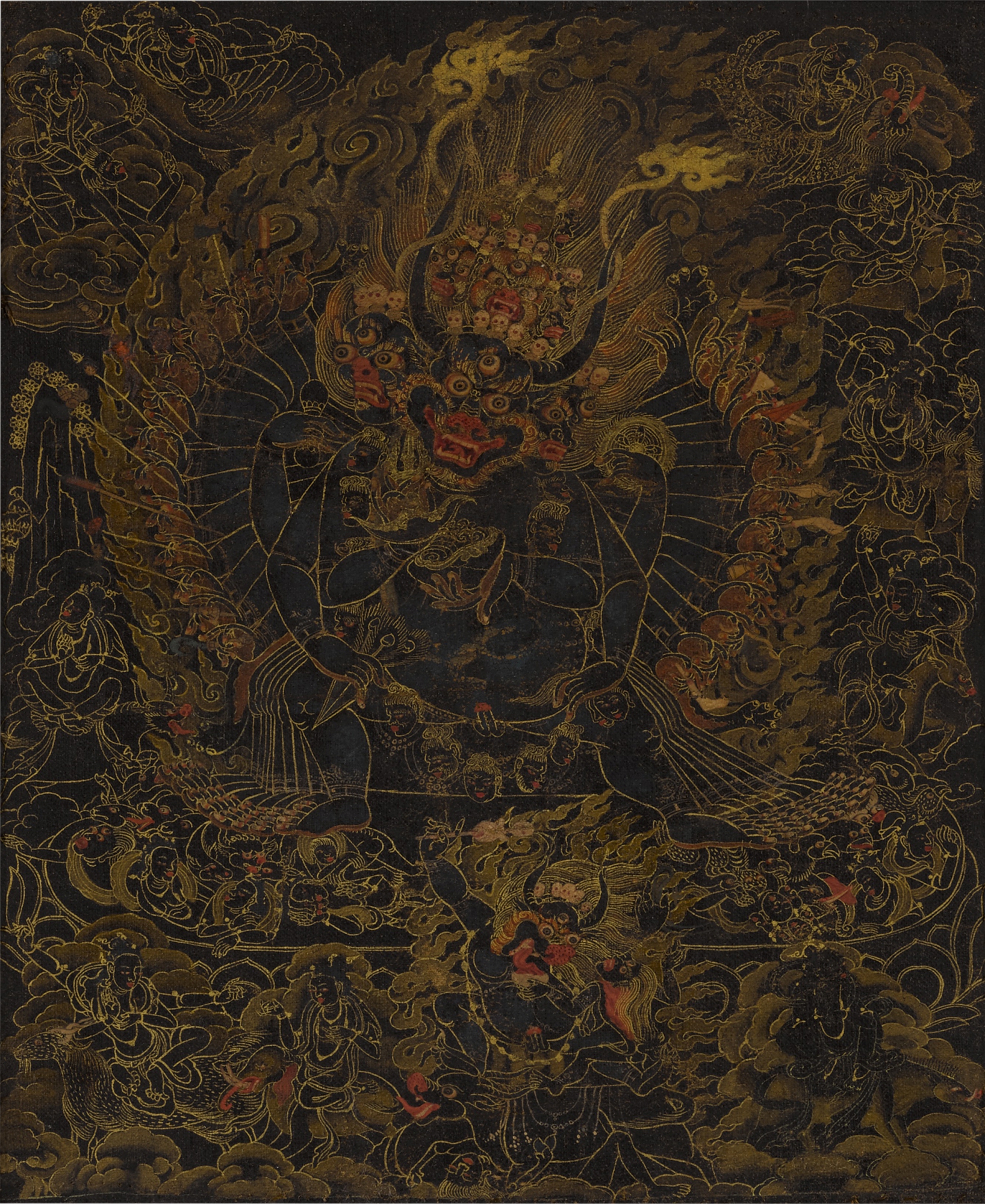 A thangka of Vajrabhairava — A thangka of Vajrabhairava, Tibet, 18th century