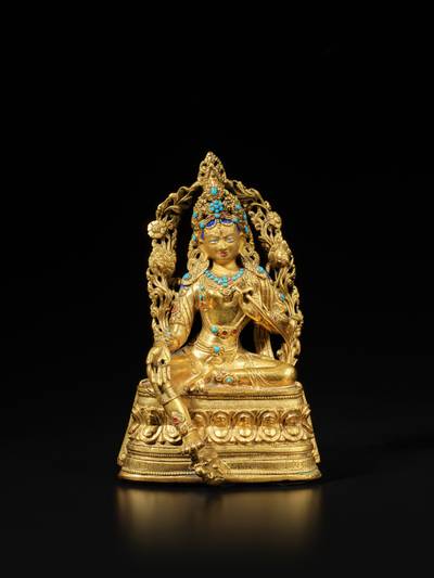 A gilt-copper alloy figure of Tara, Mongolia or Tibet, 18th / 19th century