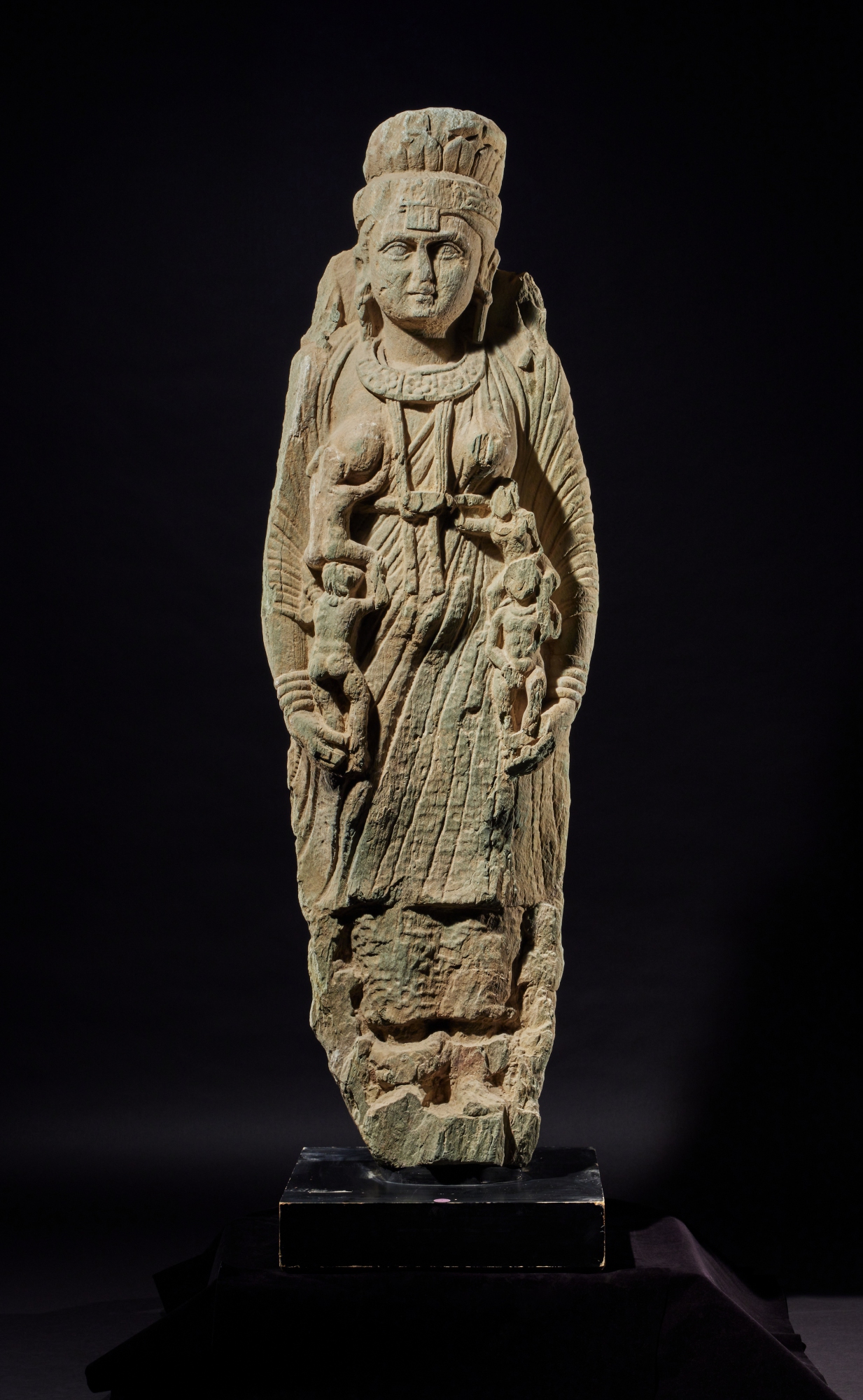 Unknown (Historical) — A large gray schist figure of the goddess Hariti, Ancient Region of Gandhara, 2nd - 3rd century
