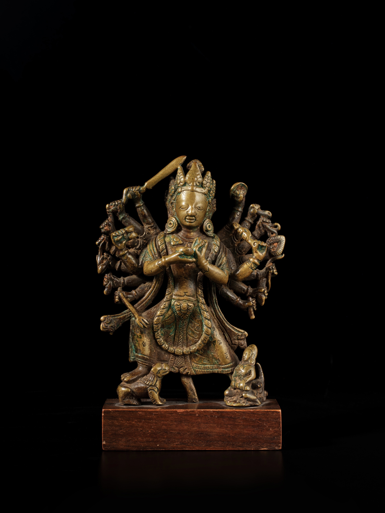 A copper alloy figure of Durga — A copper alloy figure of Durga, Nepal, 18th century