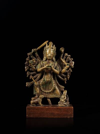 A copper alloy figure of Durga, Nepal, 18th century