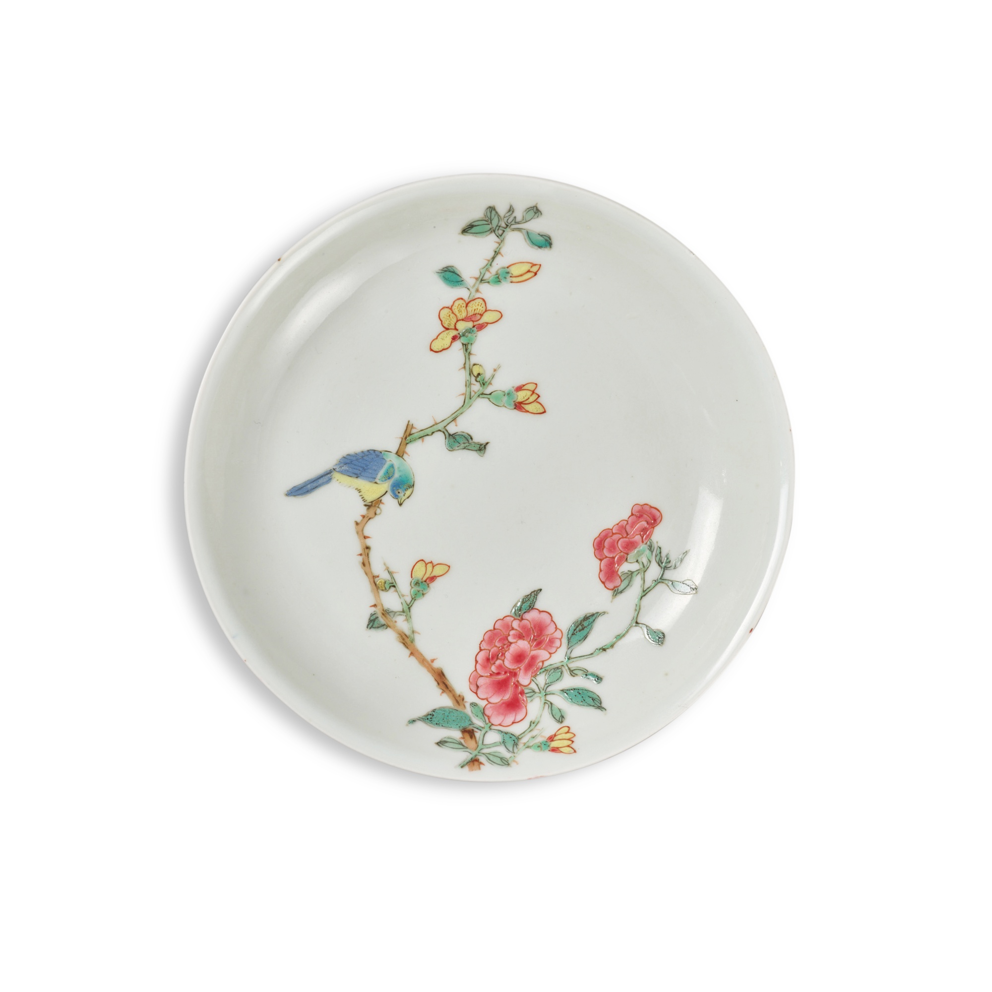 Unknown (Historical) — 清雍正 外胭脂紅內粉彩花鳥紋小盤