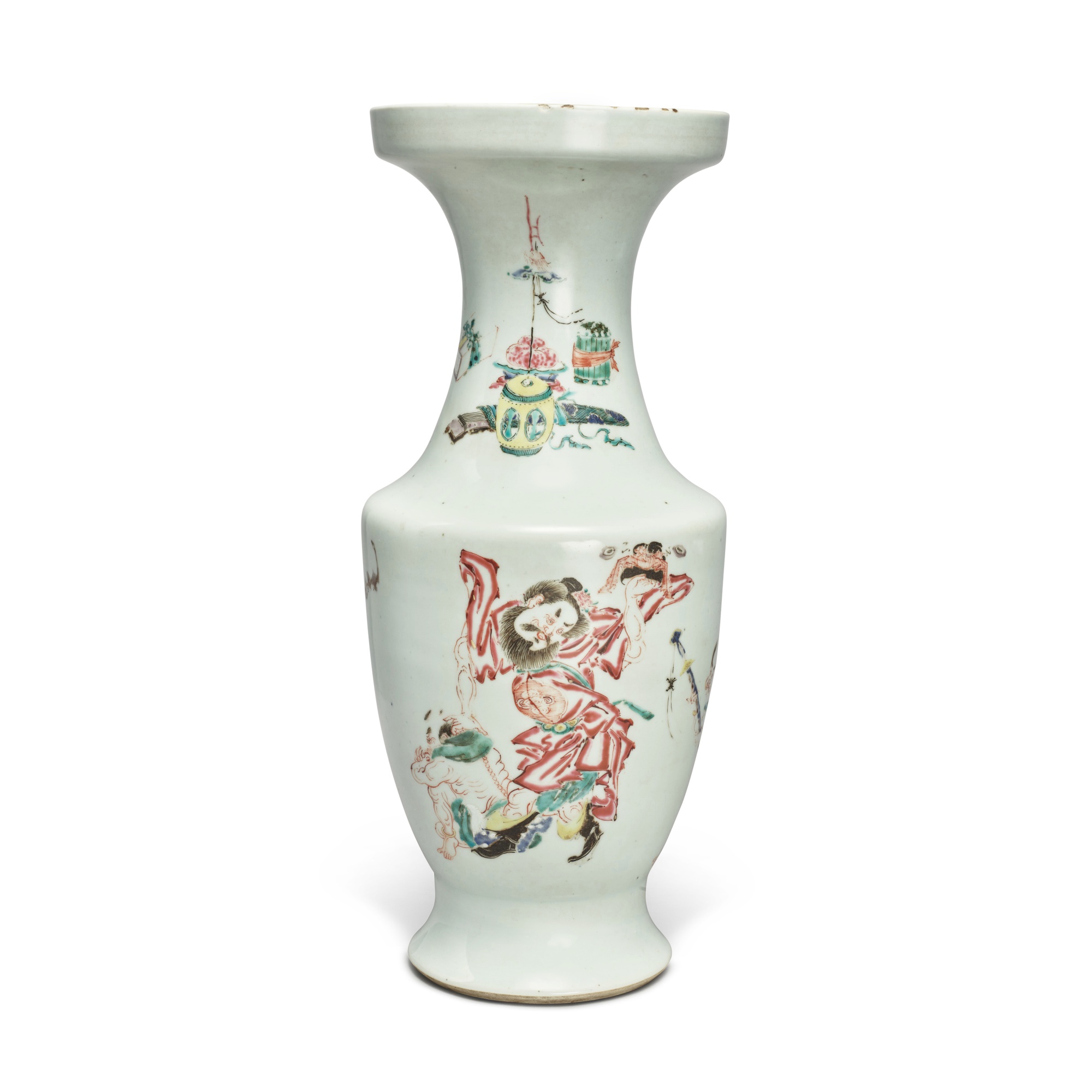 A famille-rose 'Zhongkui' vase — 清雍正 粉彩鍾馗捉鬼圖瓶