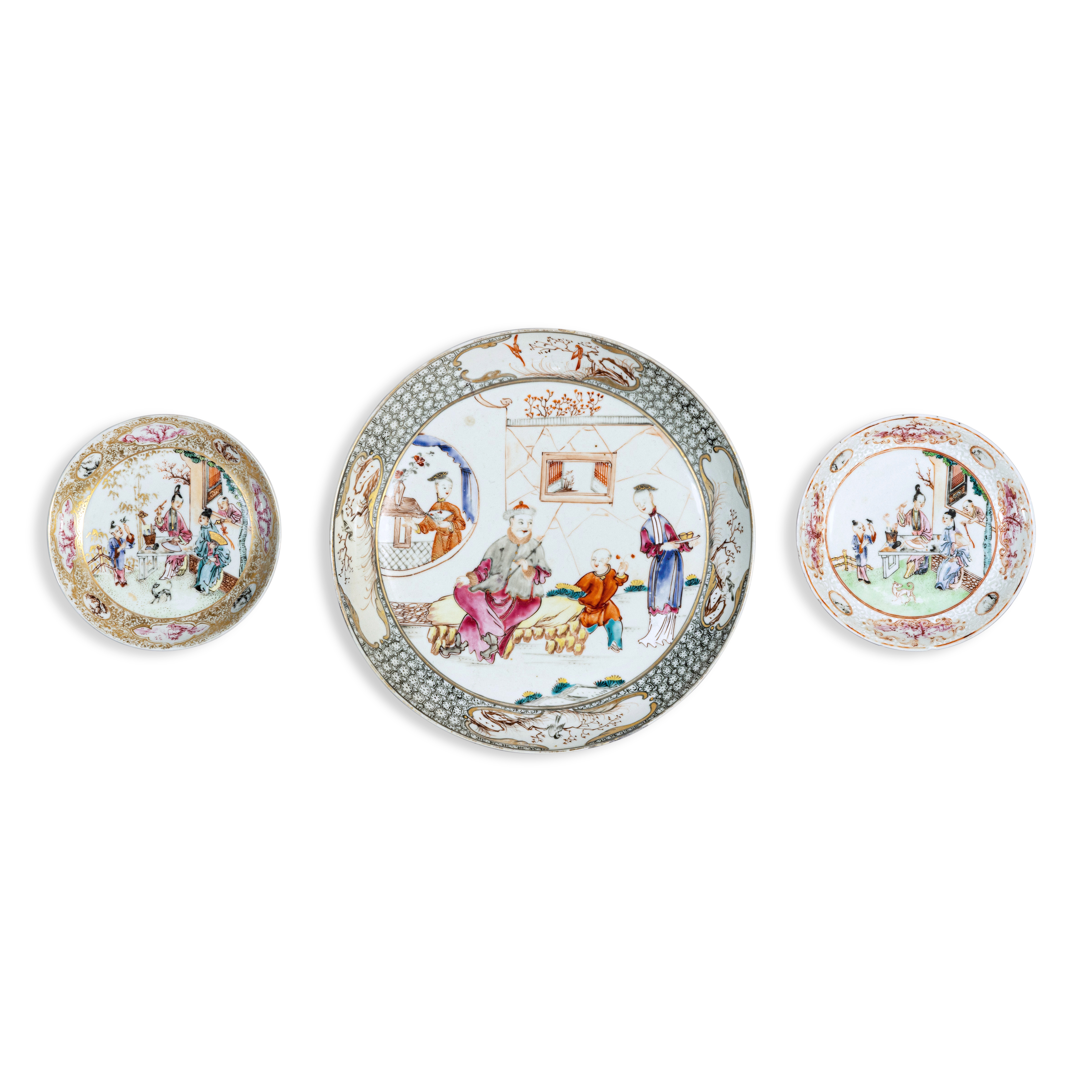Three famille-rose 'figural' dishes