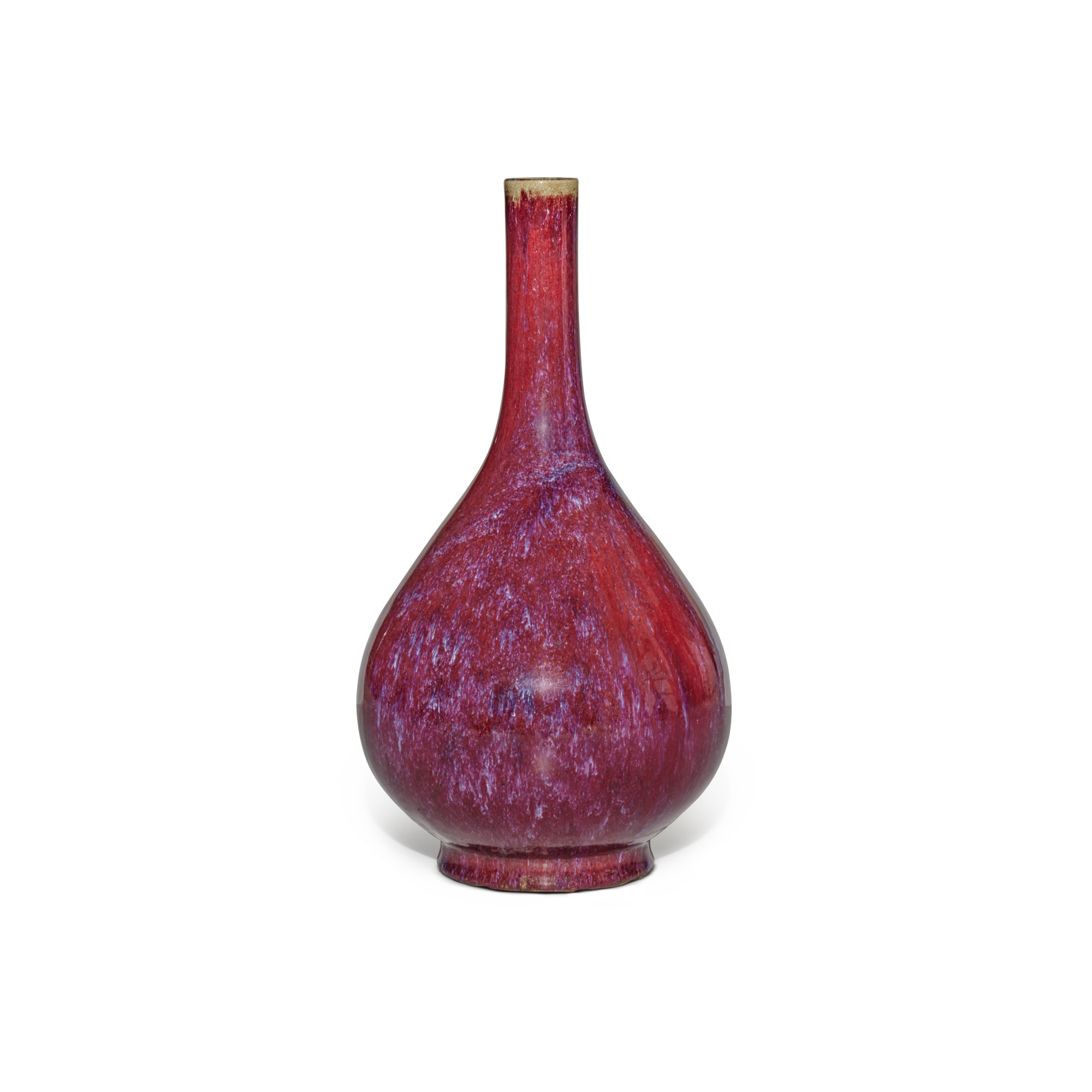 A large flambé-glazed pear-shaped vase — 清十九世紀 窰變釉長頸瓶