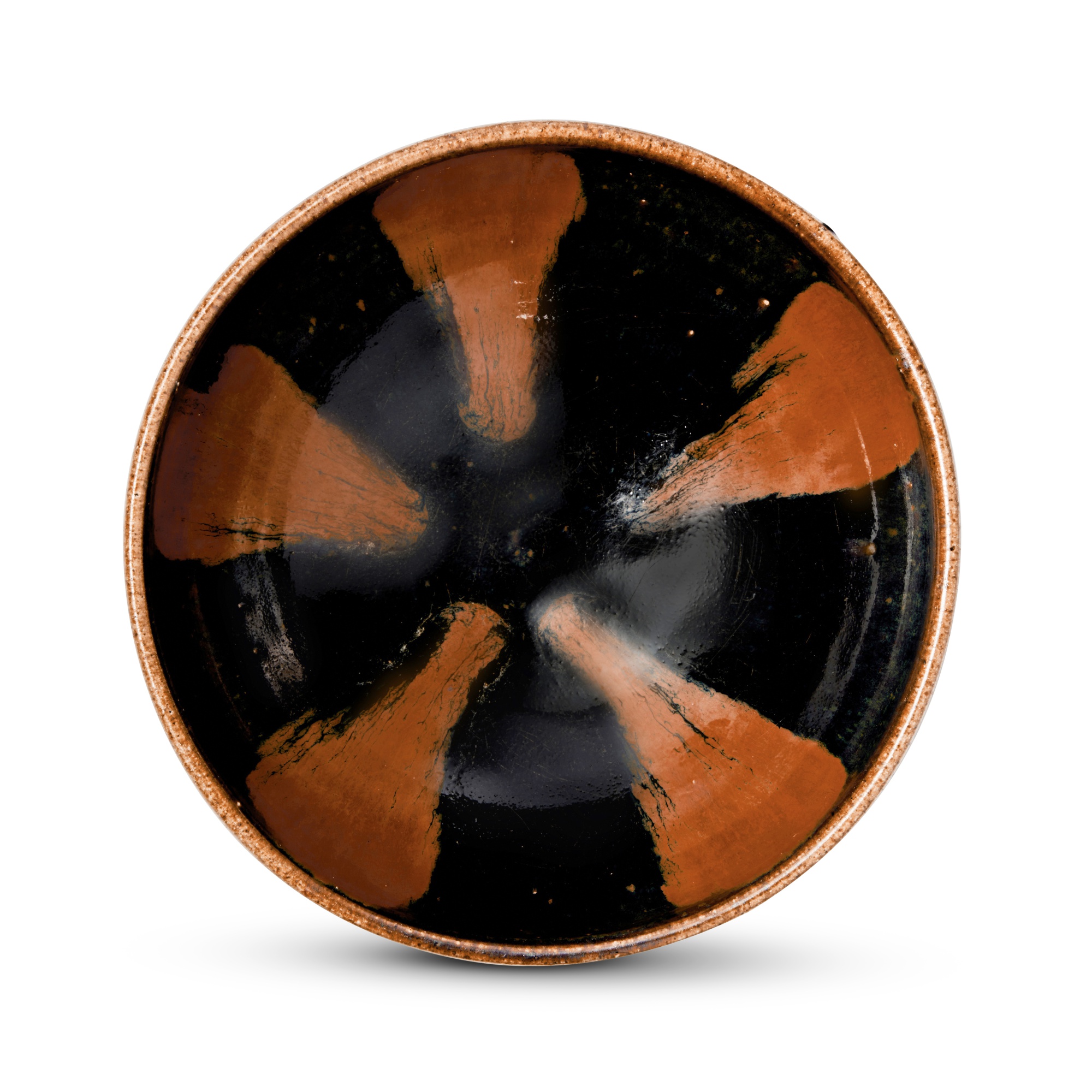 A black-glazed russet-splashed bowl — 金 黑釉醬斑盌